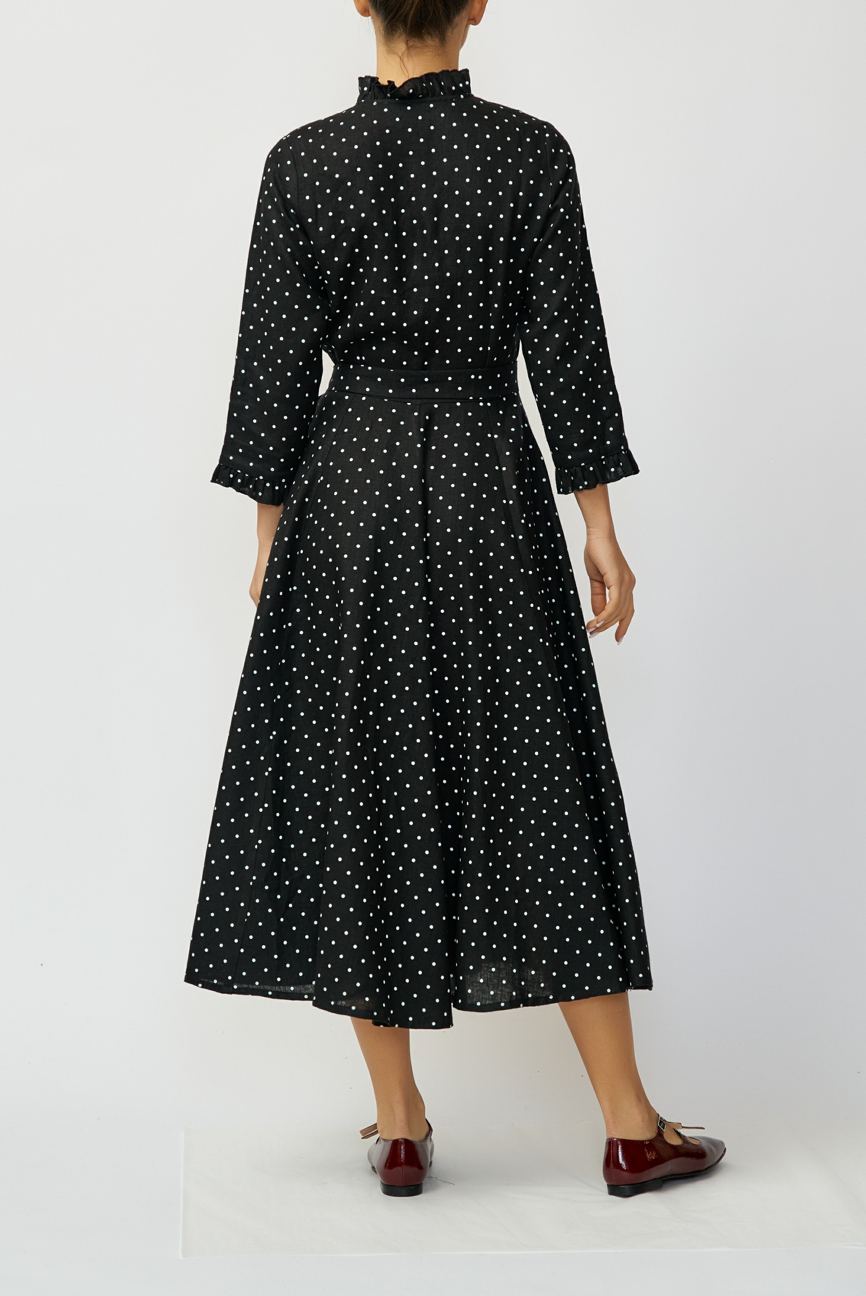 Rochie Camasa Midi din In, Neagra