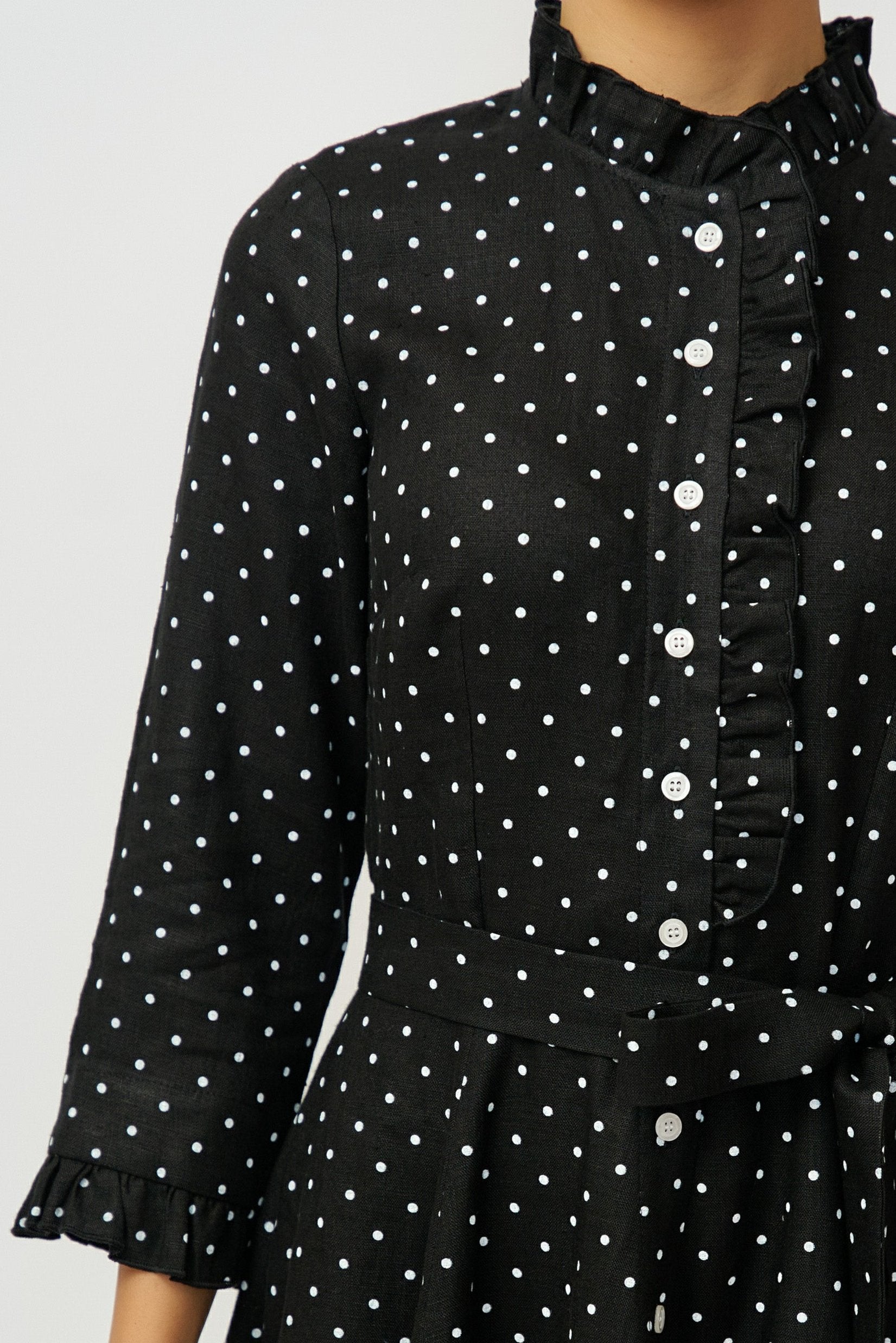 Rochie Camasa Midi din In, Neagra