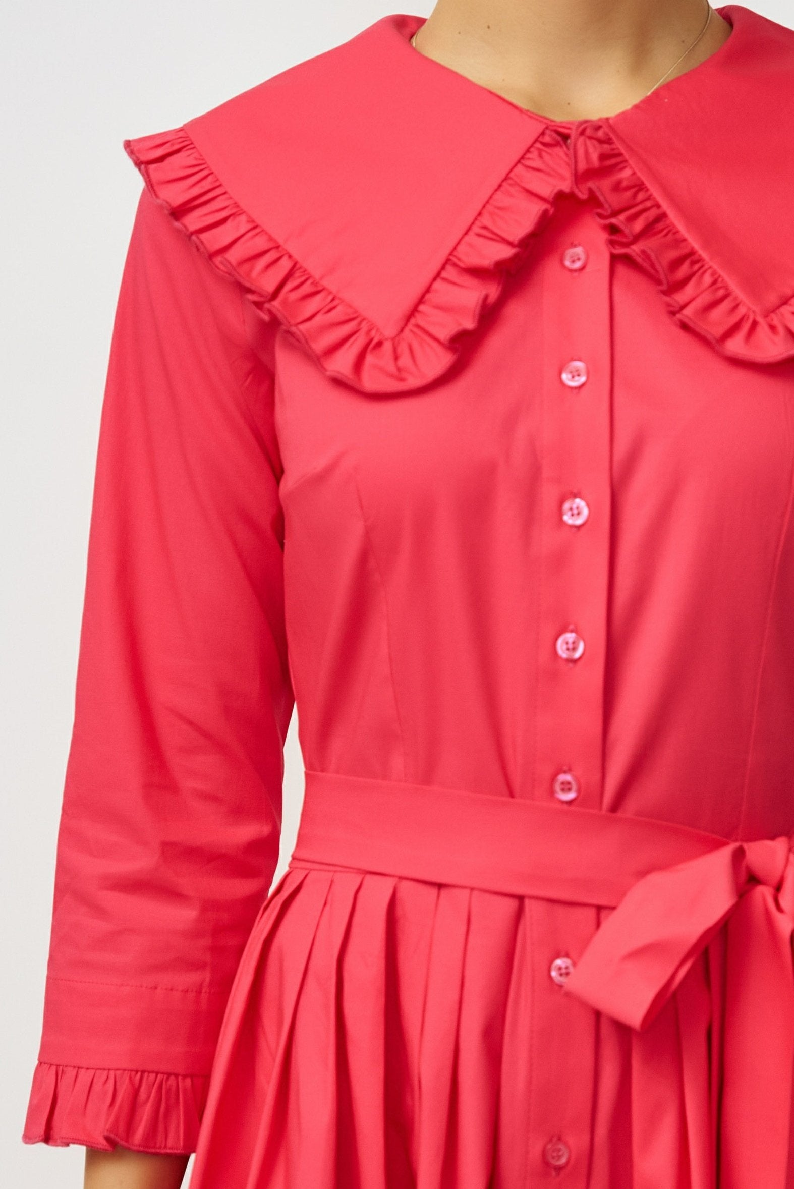 Midi Shirt Dress in Poplin, Cyclamen