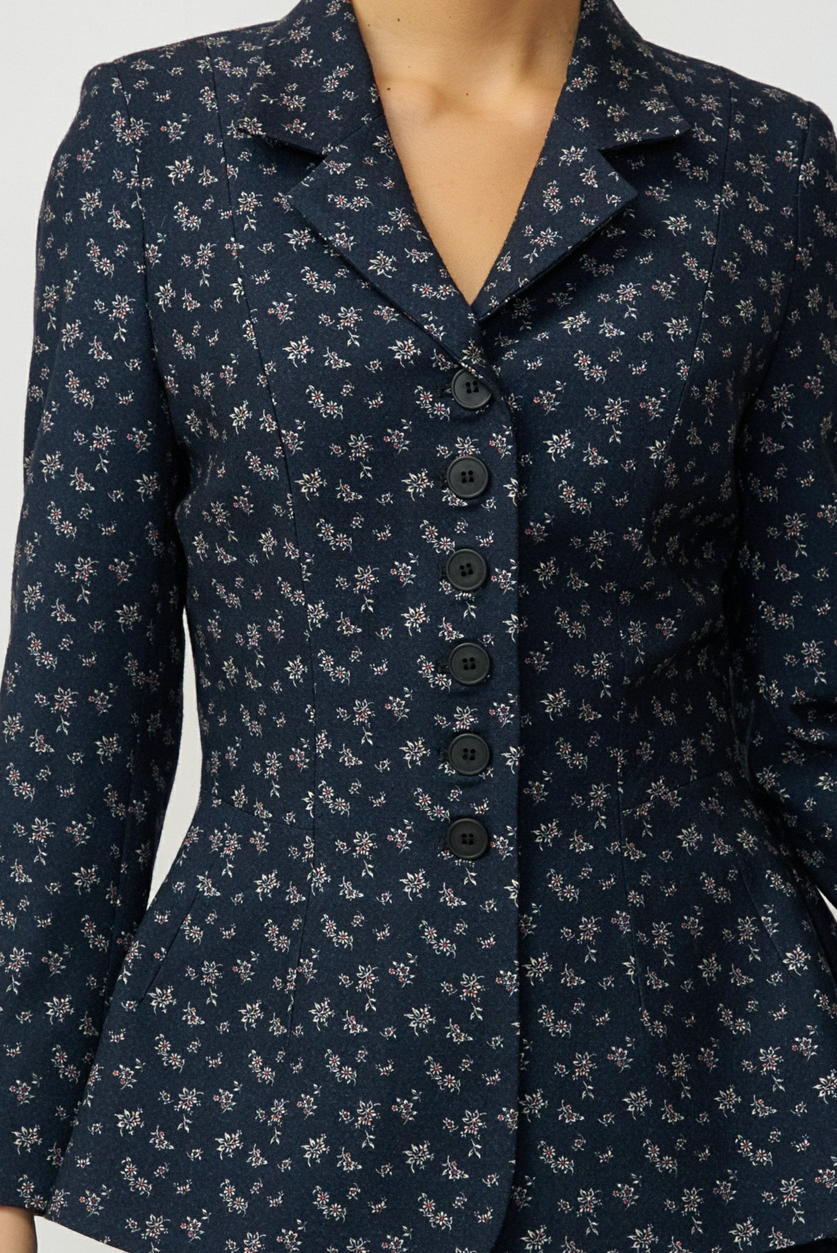 Sacou cu Imprimeu din Lana, Bleumarin