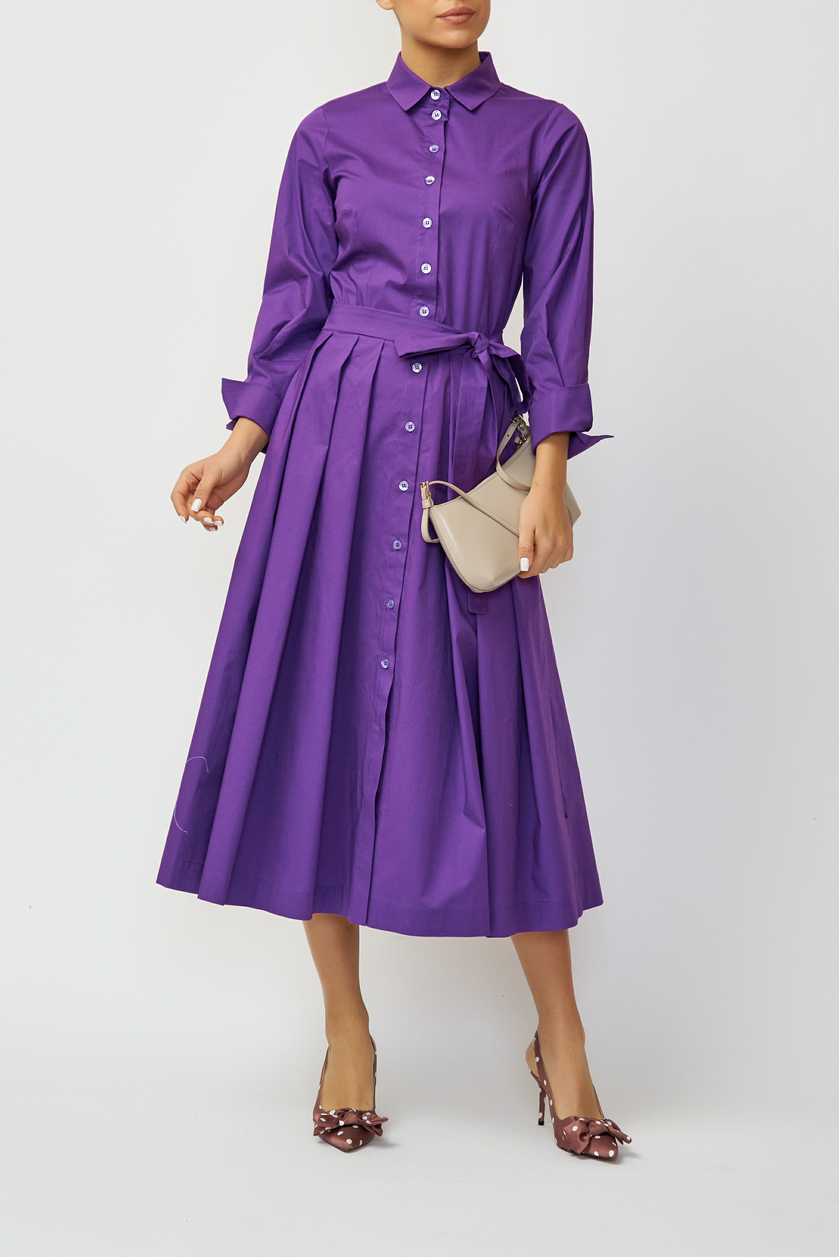 Rochie Camasa Midi din Poplin, Mov