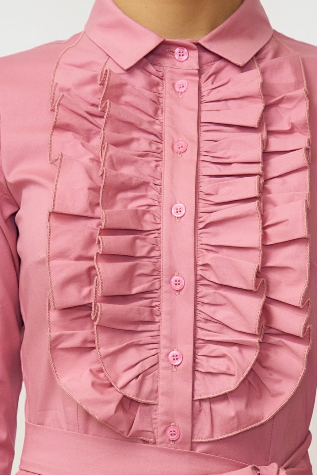 Poplin Midi Shirt Dress, Powder Pink