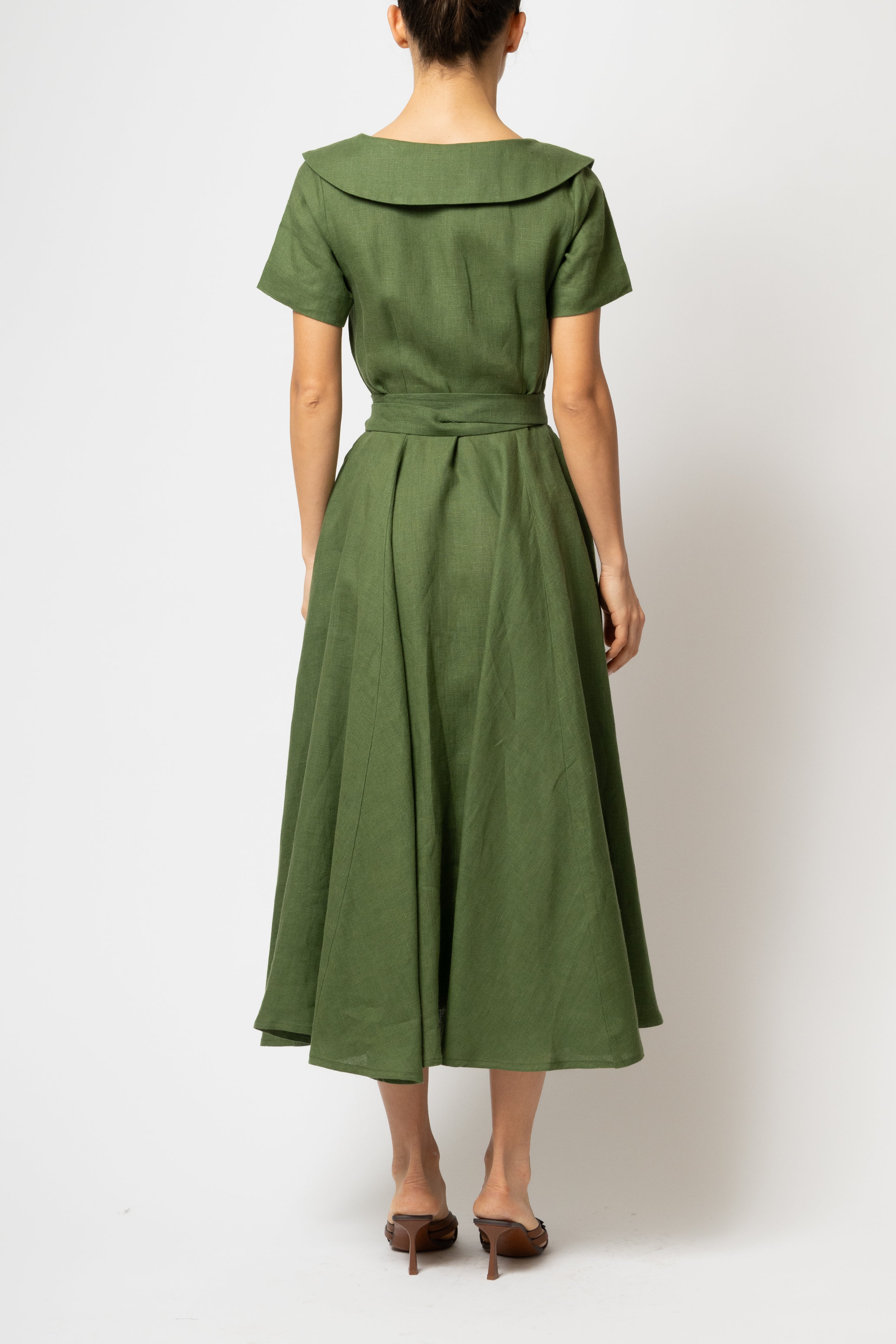 Rochie Camasa Midi cu Guler in V, din In Verde