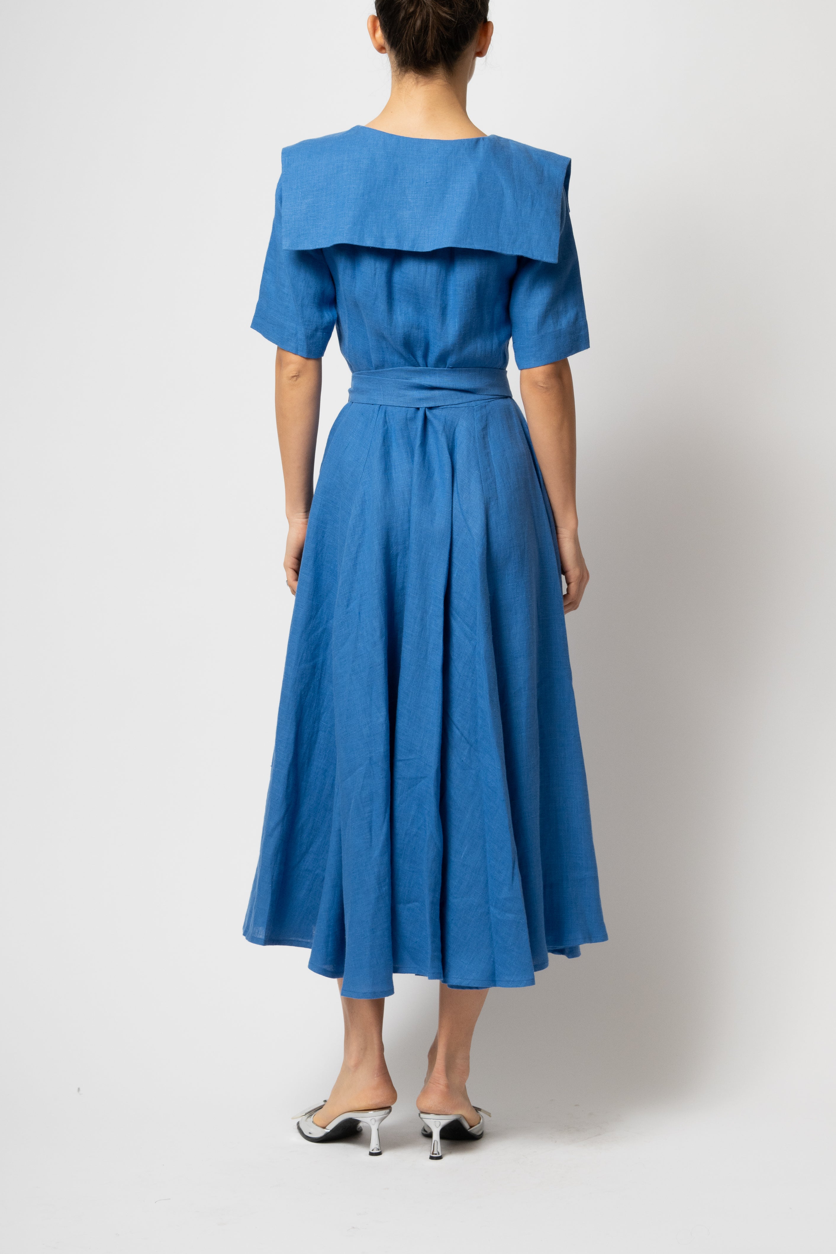 Rochie Camasa Midi, cu Guler Patrat, din In Bleu