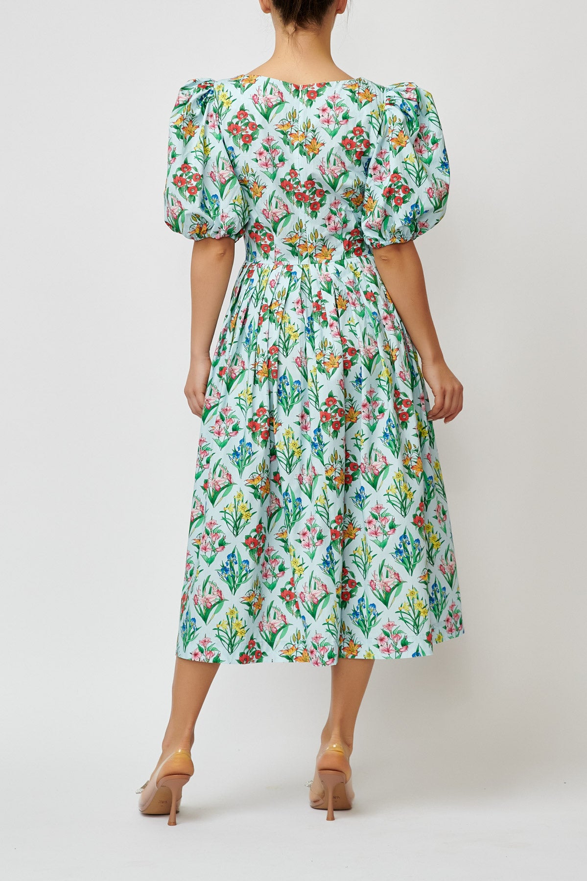 Rochie Midi cu Imprimeu Multicolor din Bumbac, Bleu