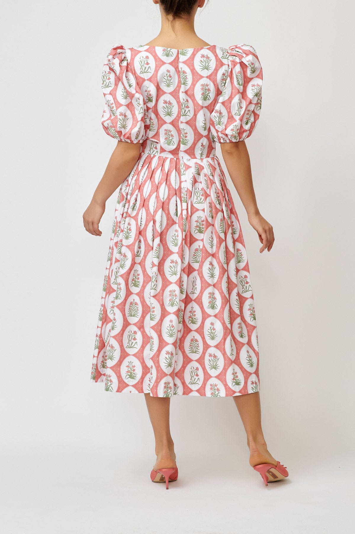 Aman Print Cotton Midi Dress, Pink