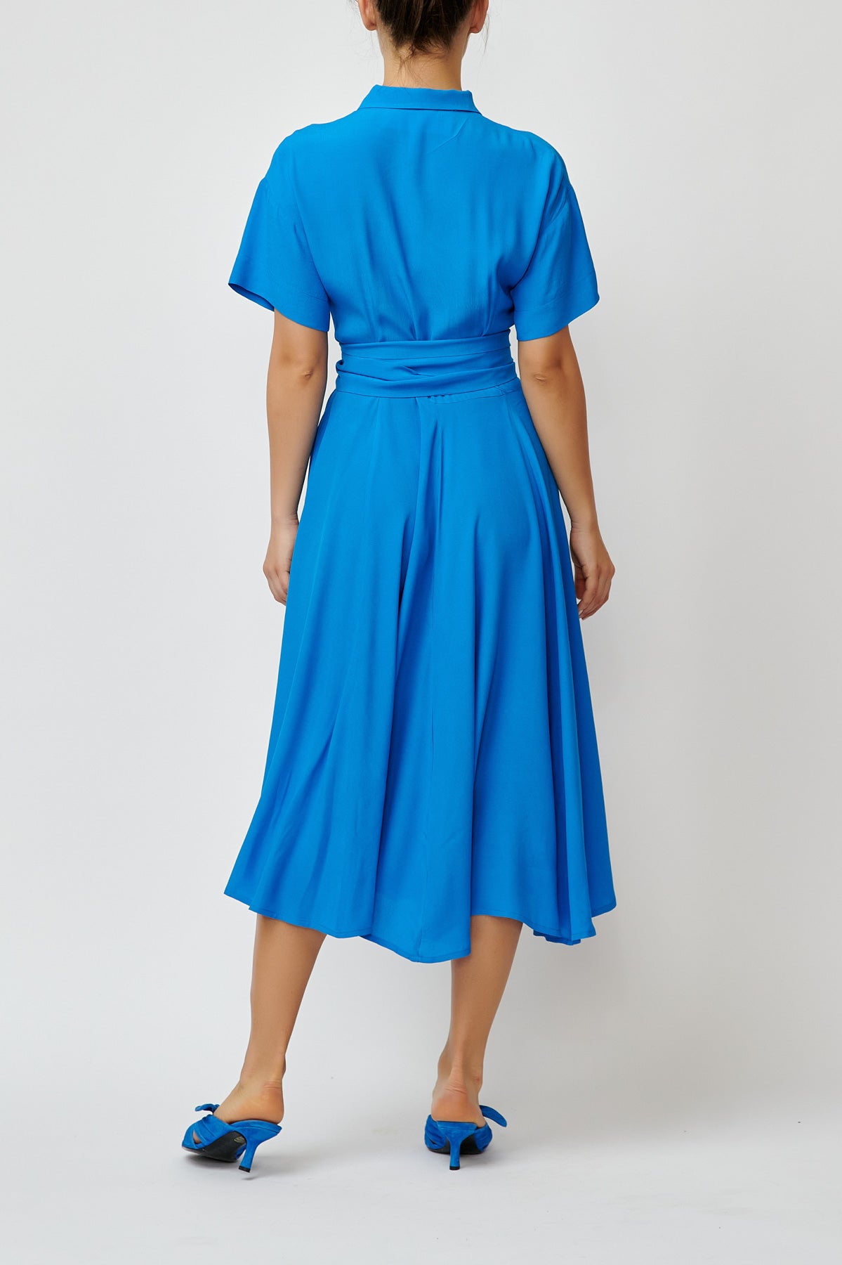 Rochie Camasa Midi din Viscoza, Albastra