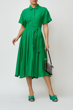 Rochie Camasa Midi din Viscoza, Verde