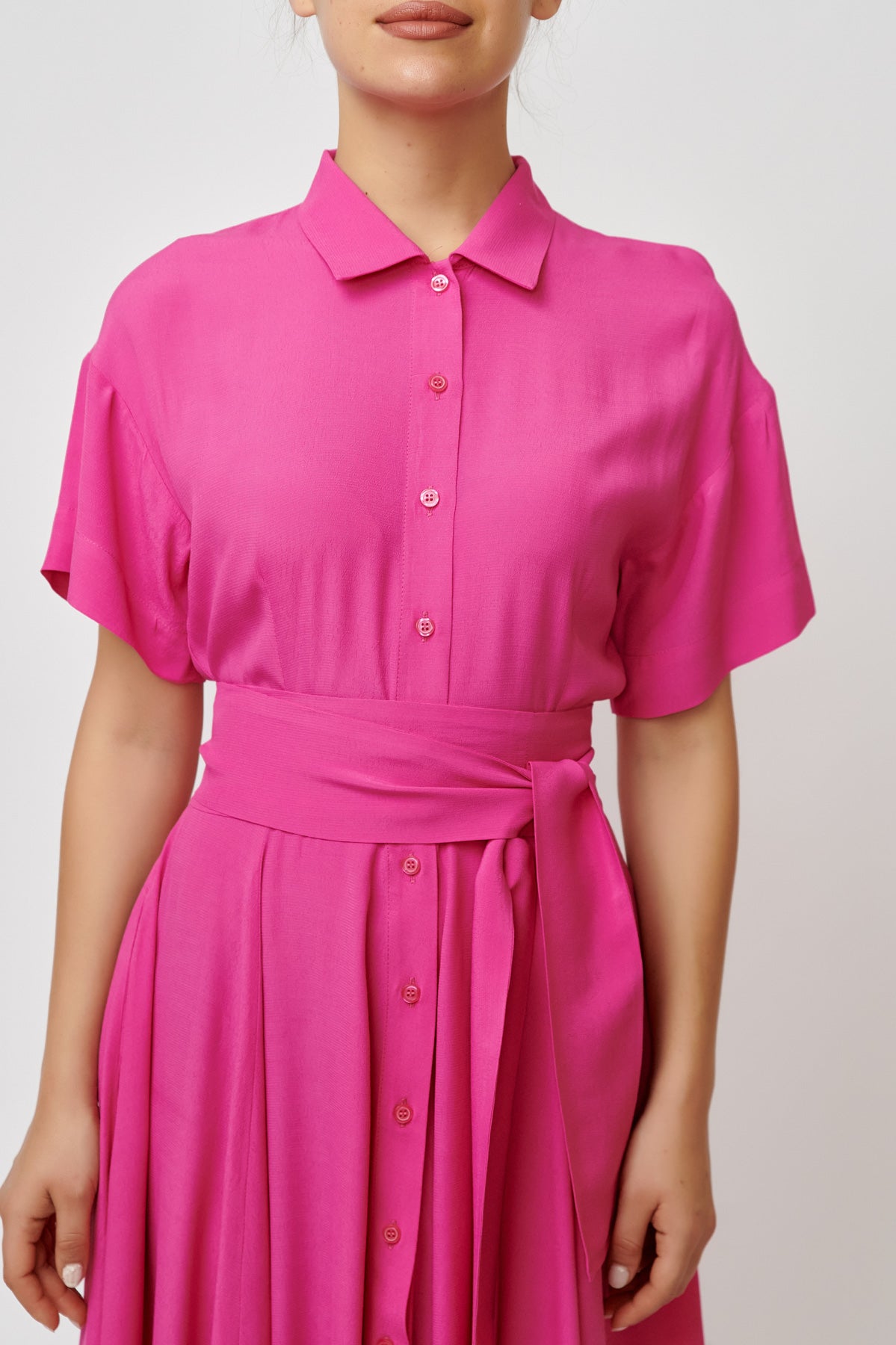 Pink fuchsia viscose shirt dress
