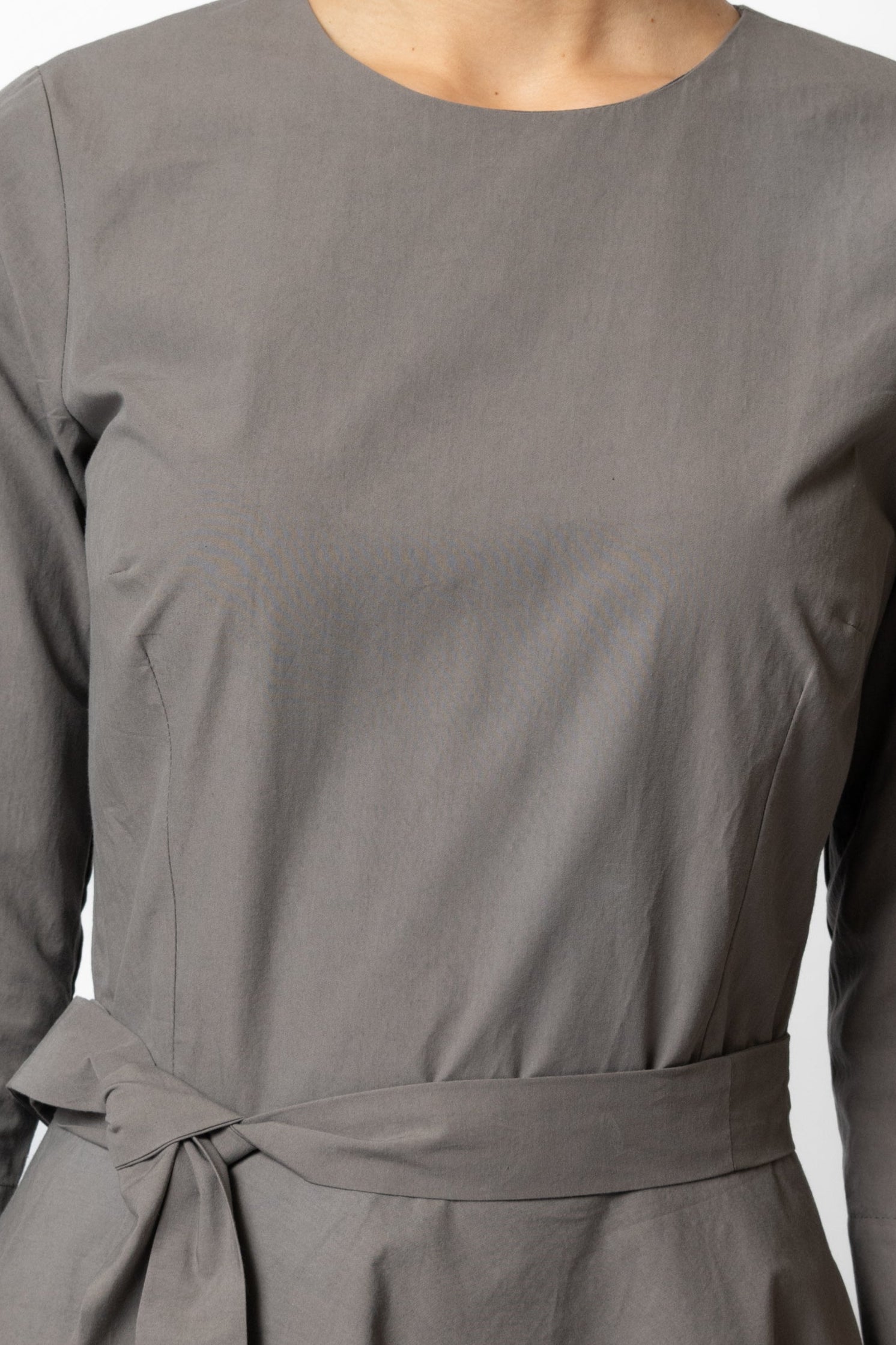 Rochie Midi Semi-Clos din Bumbac, Gri