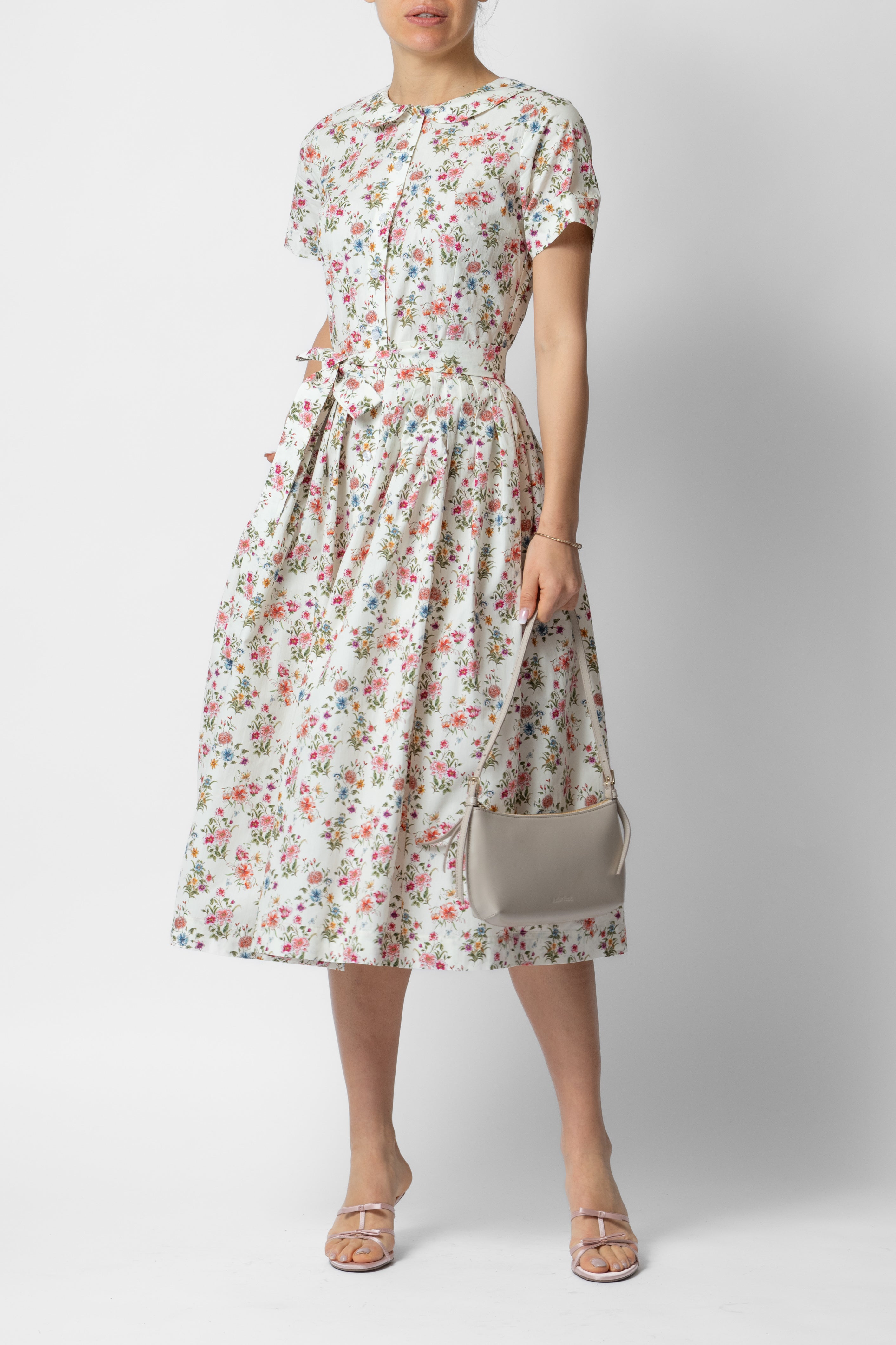 Rochie Camasa Midi din Bumbac, Ivory