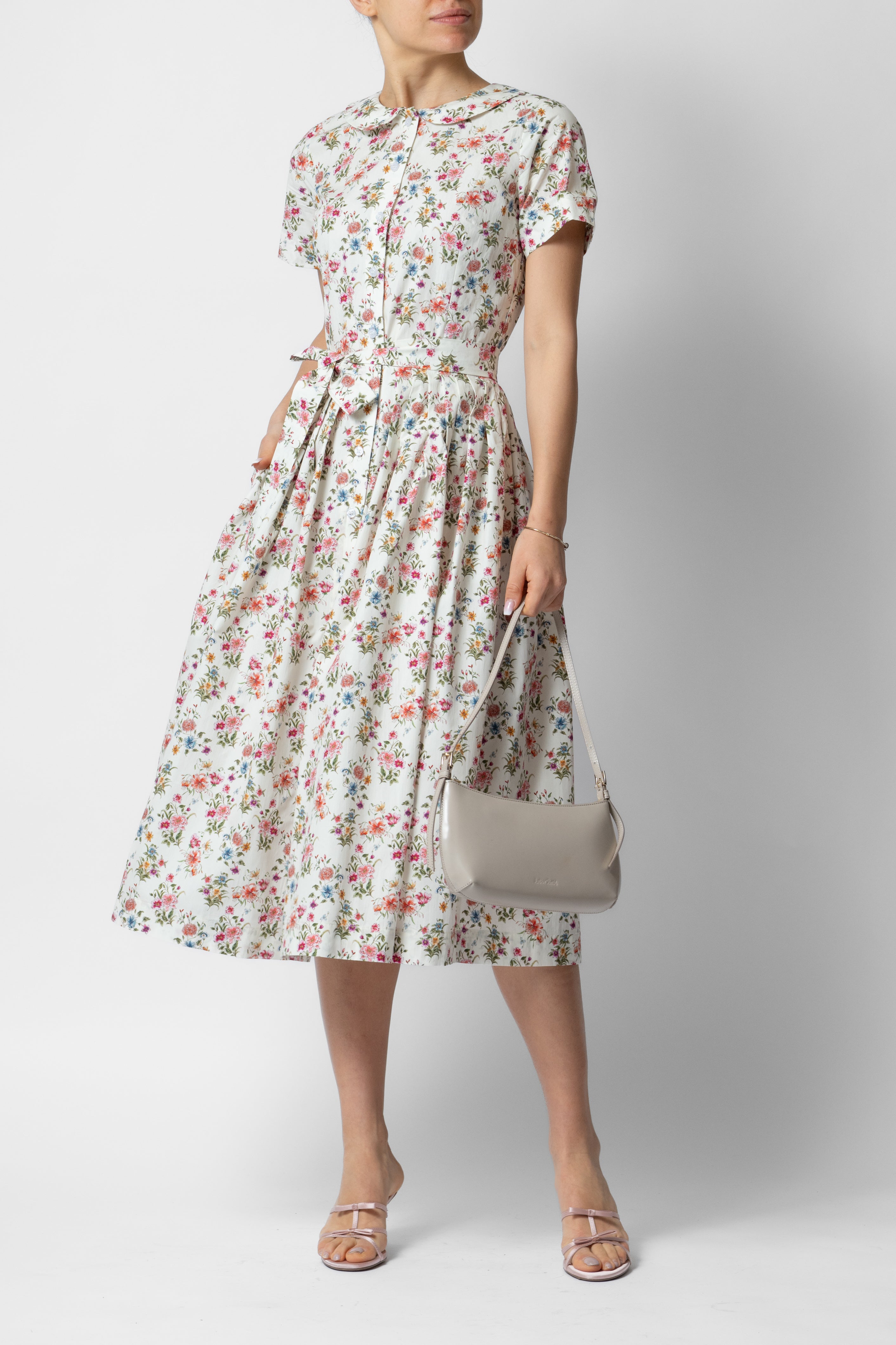 Rochie Camasa Midi din Bumbac, Ivory