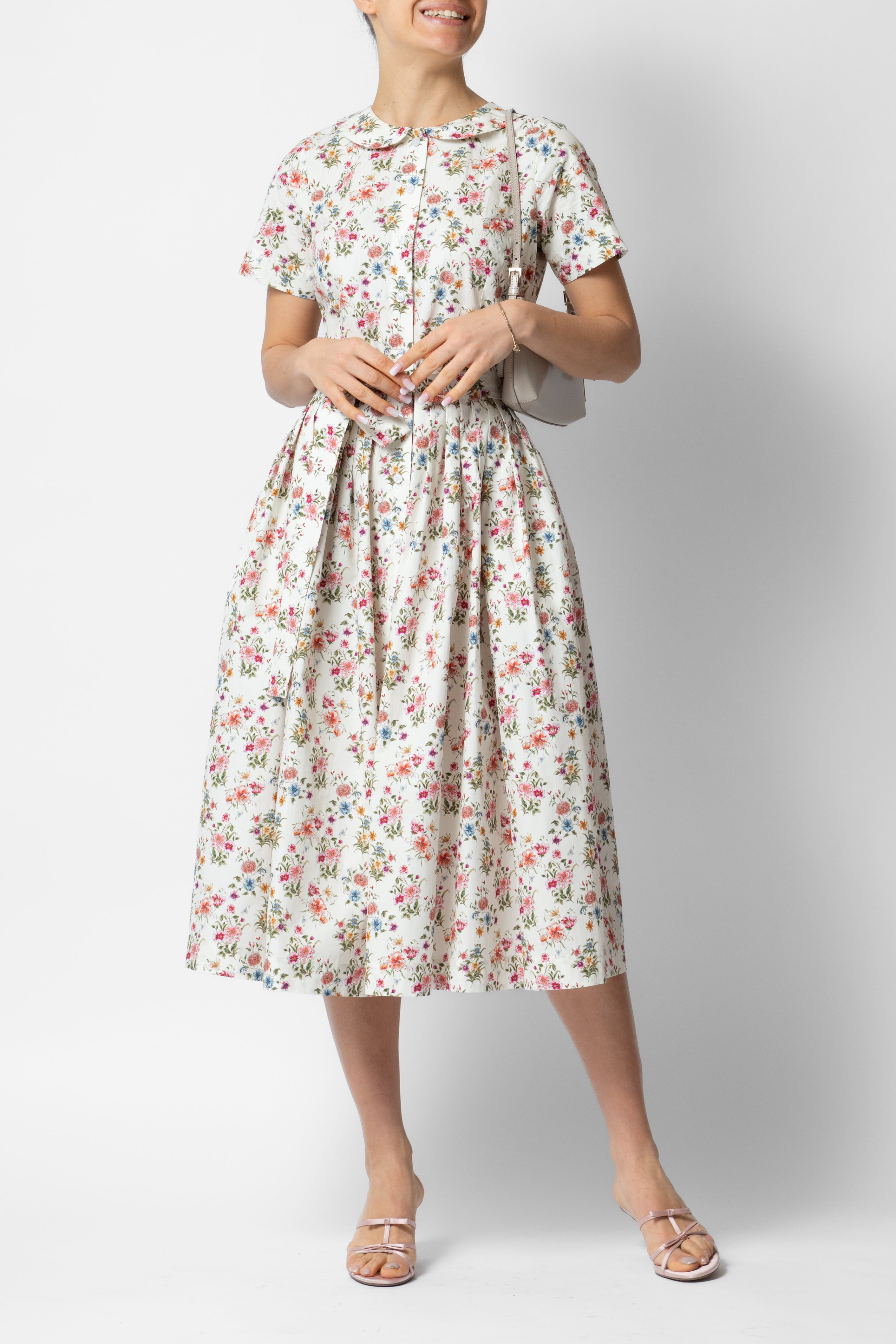 Rochie Camasa Midi din Bumbac, Ivory