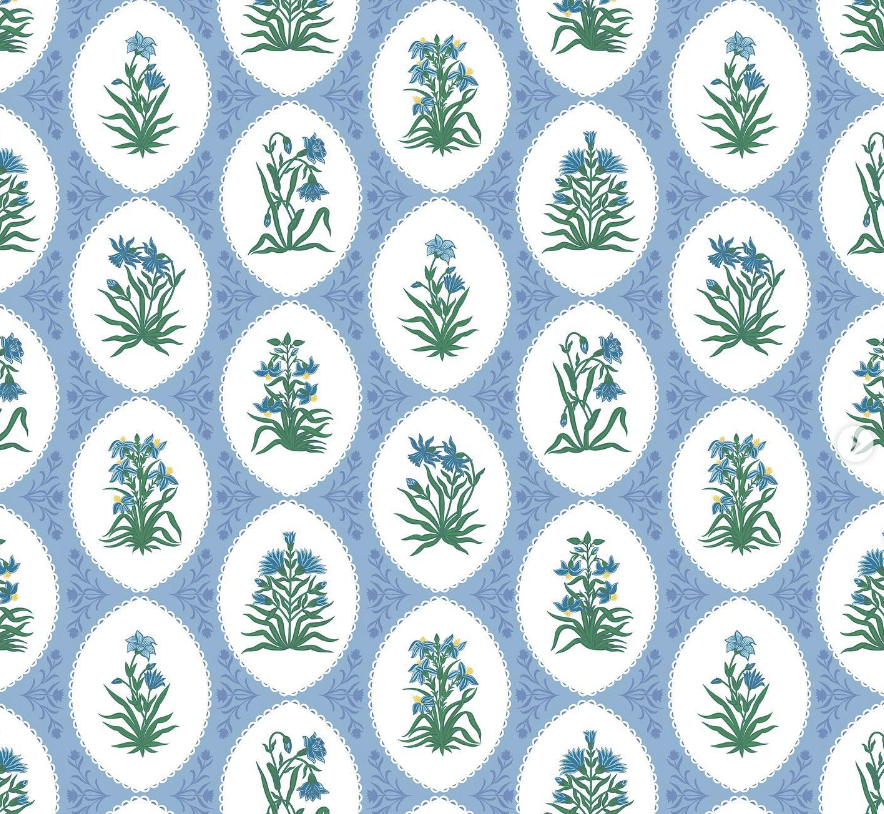 Rochie Midi cu Imprimeu Aman din Bumbac, Bleu