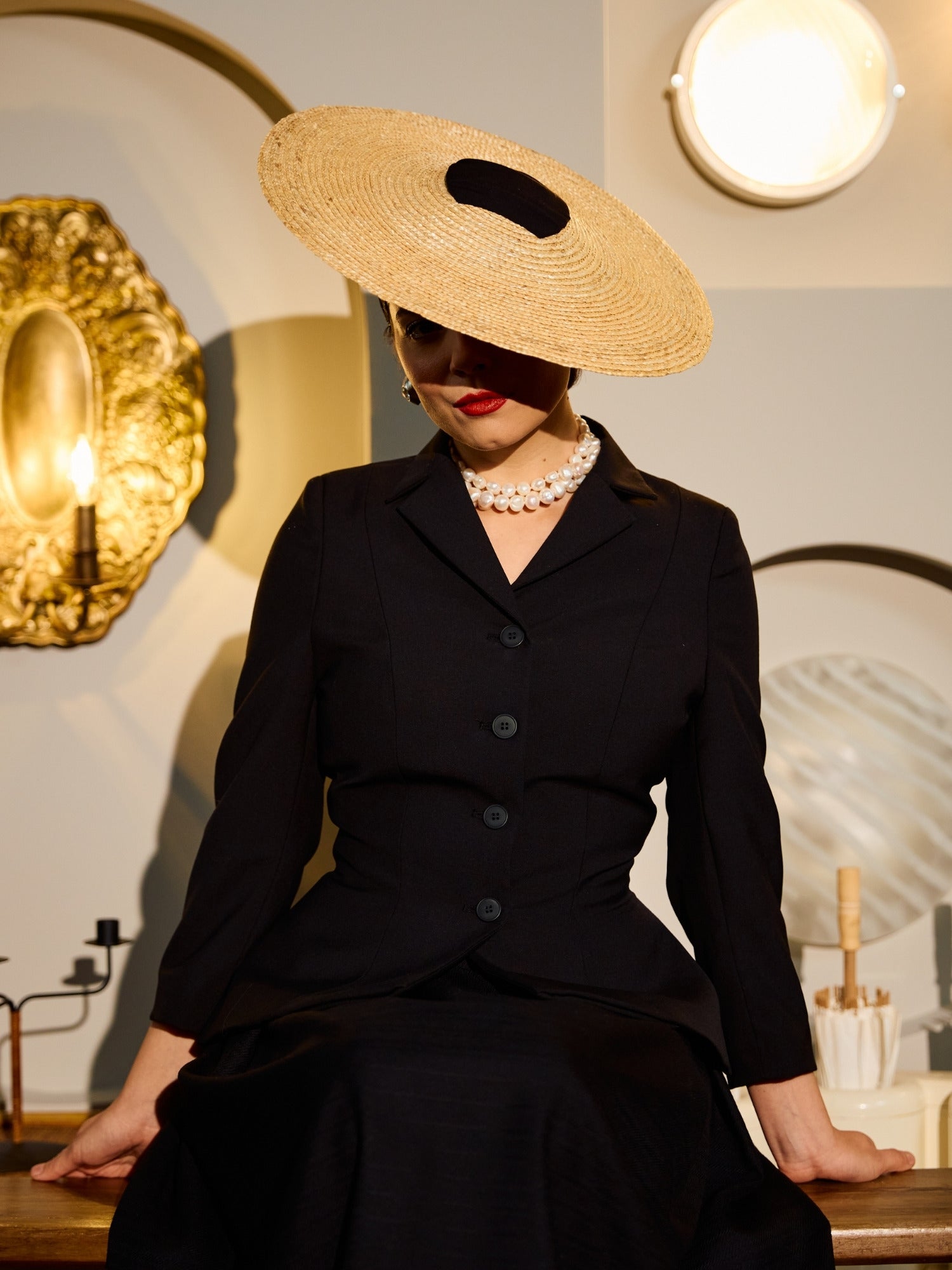 Sacou cu Guler cu Revere din Lana, Negru