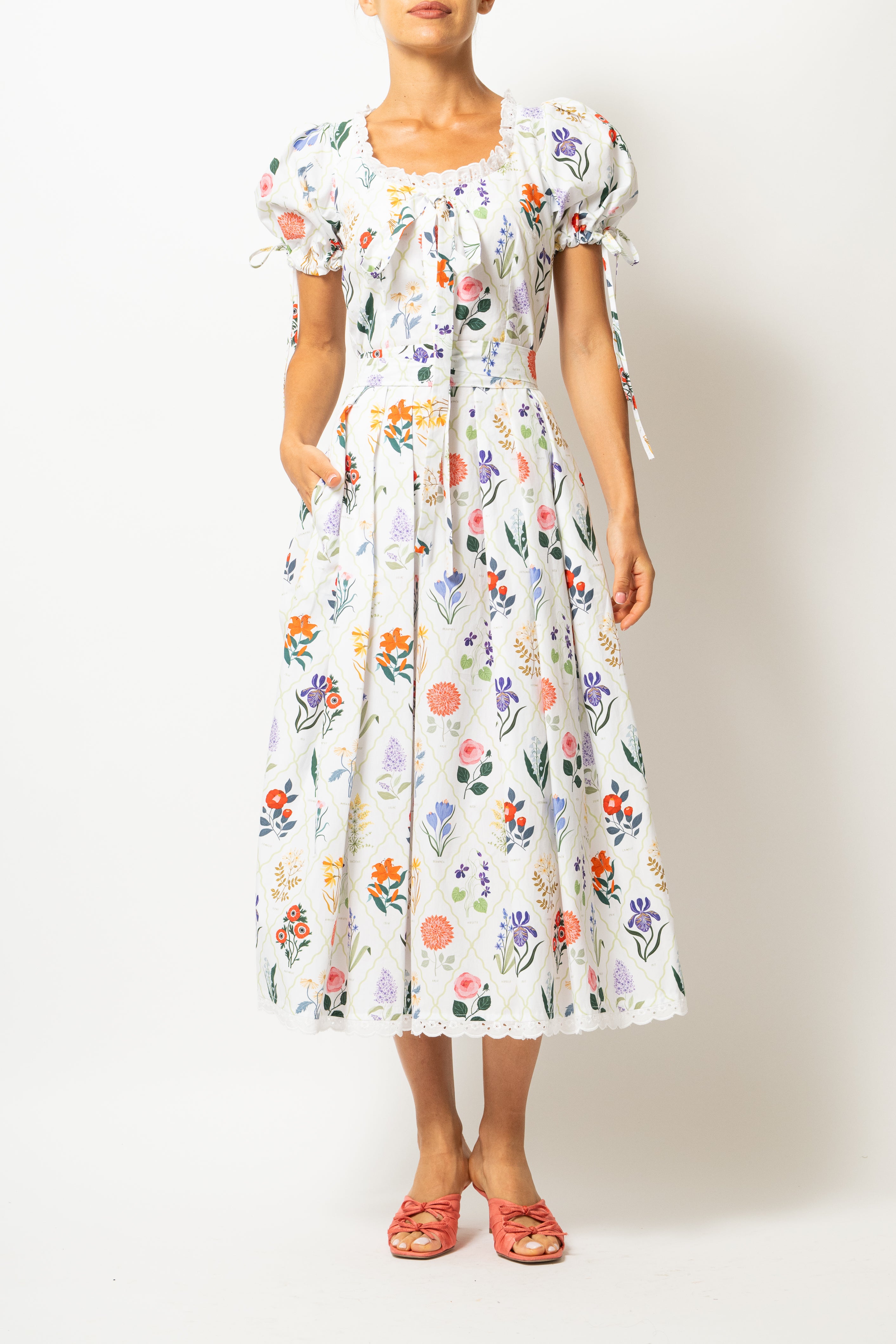 Rochie Midi din Bumbac cu Imprimeu ”Ierbar” de Madalina Andronic