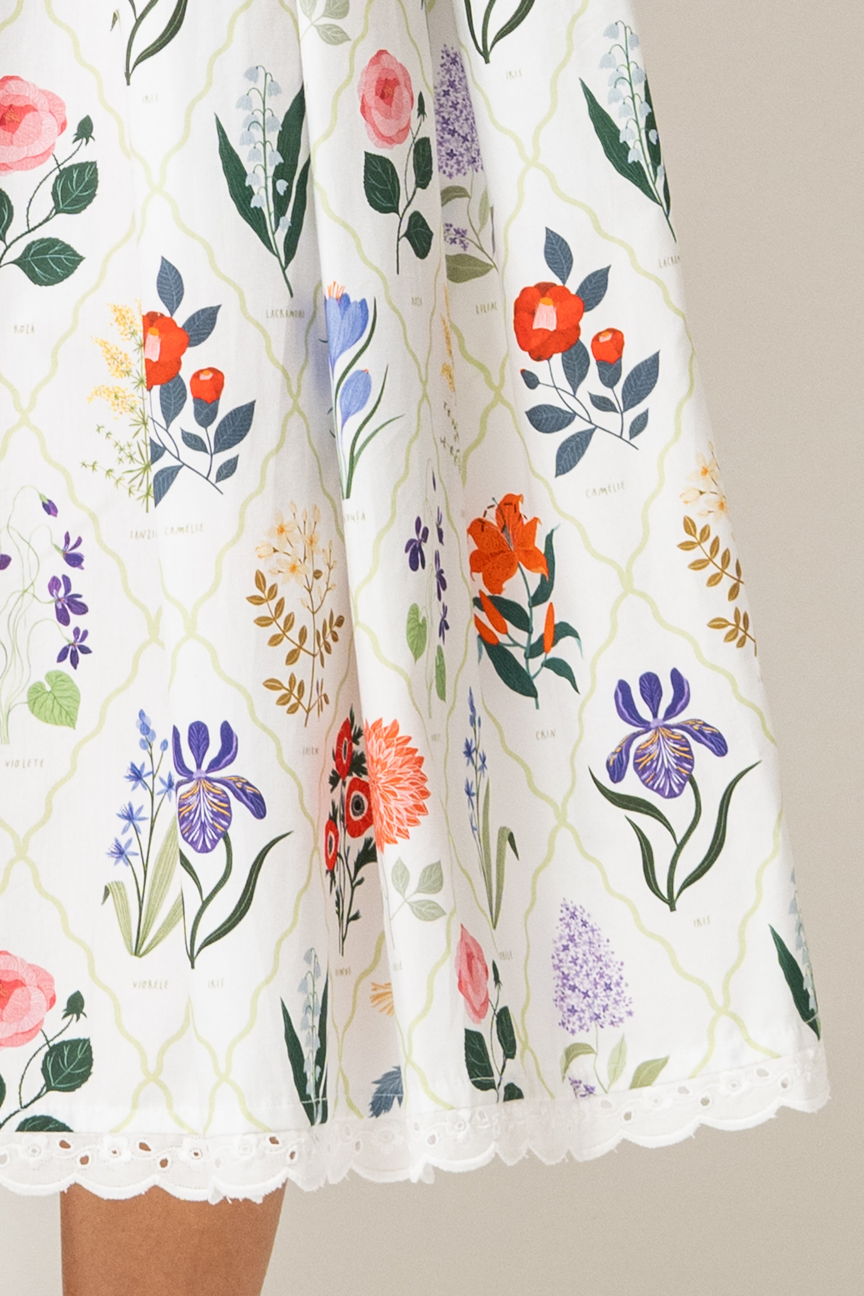 Rochie Midi din Bumbac cu Imprimeu ”Ierbar” de Madalina Andronic