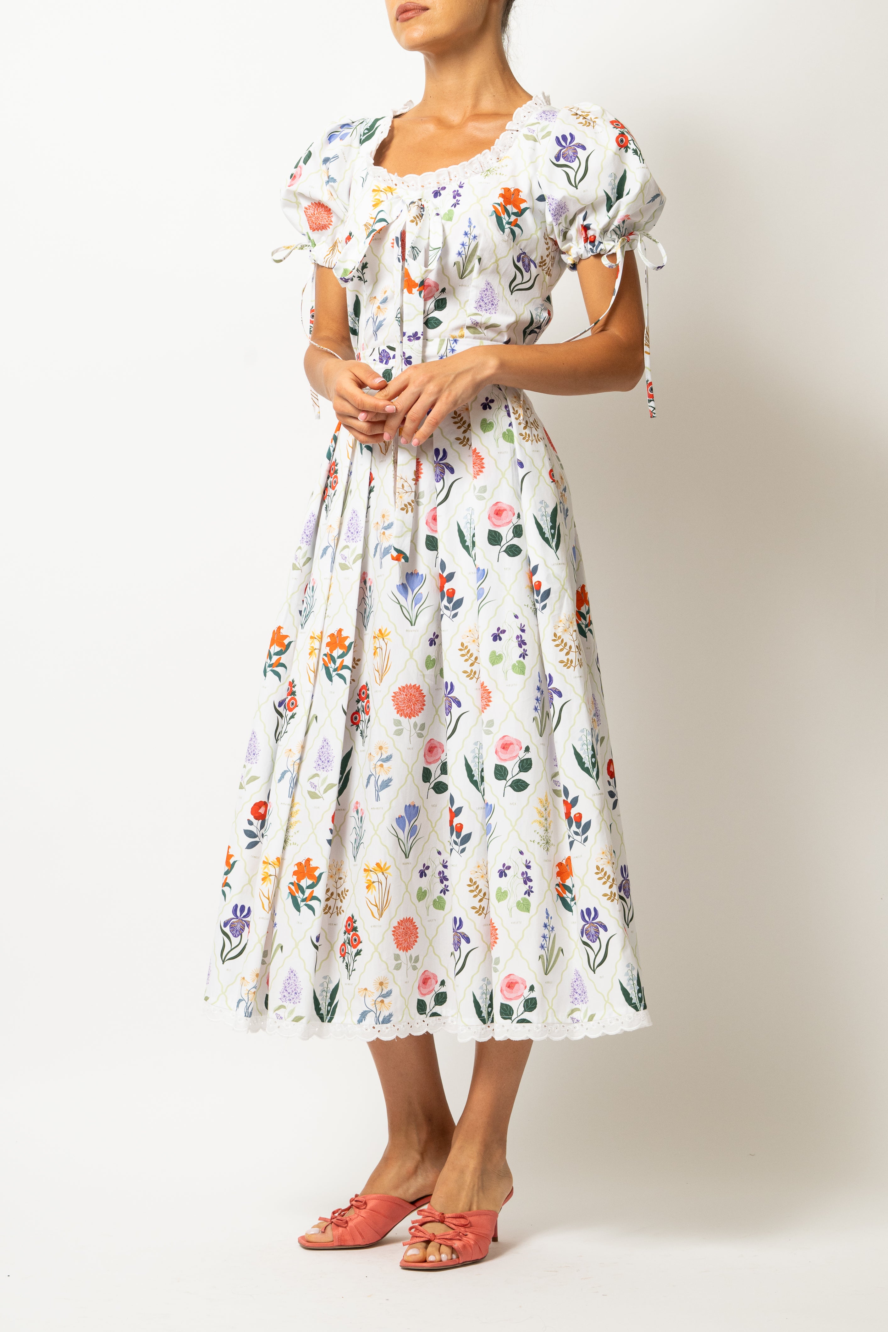 Rochie Midi din Bumbac cu Imprimeu ”Ierbar” de Madalina Andronic