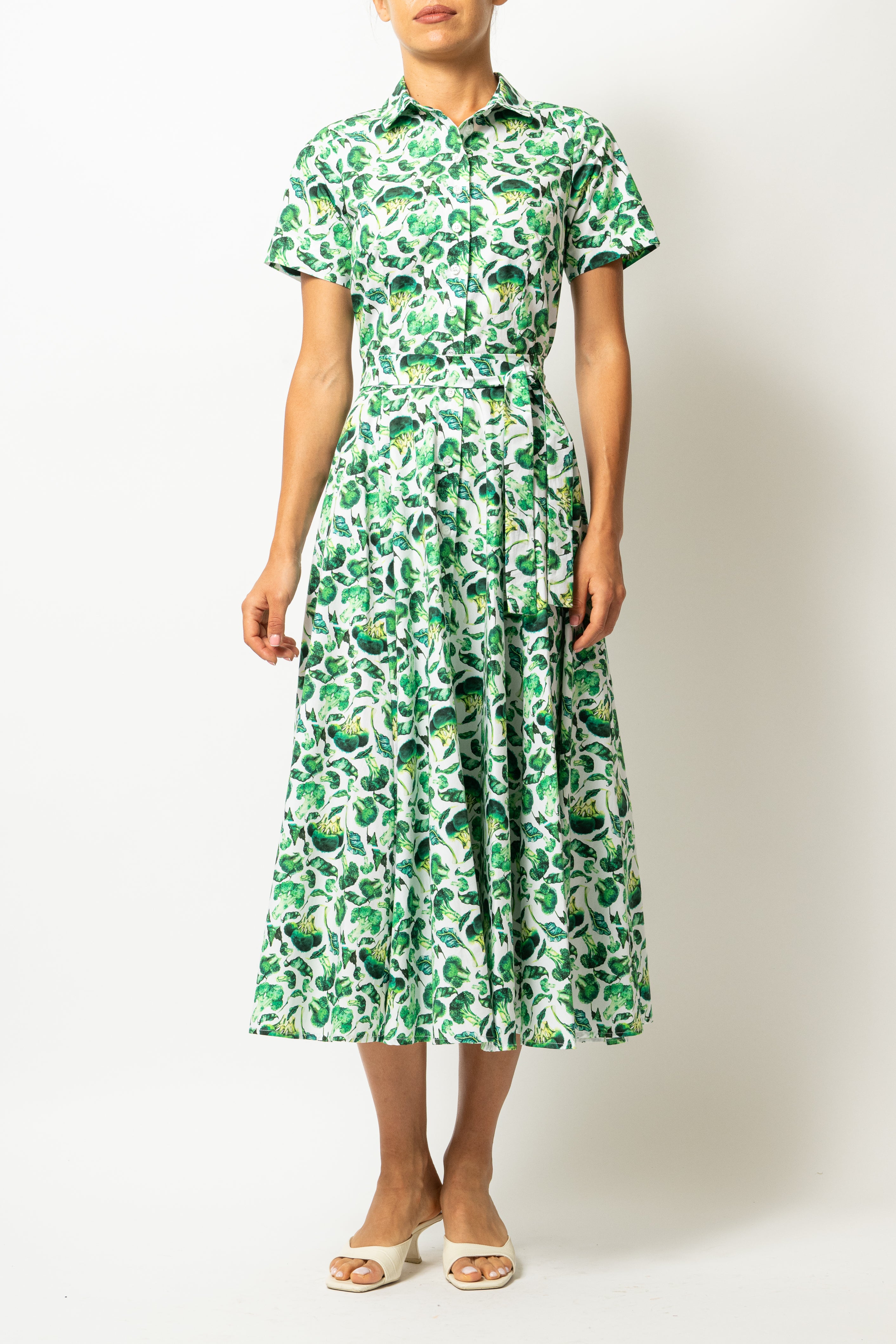 Rochie Camasa Midi cu Imprimeu Broccoli