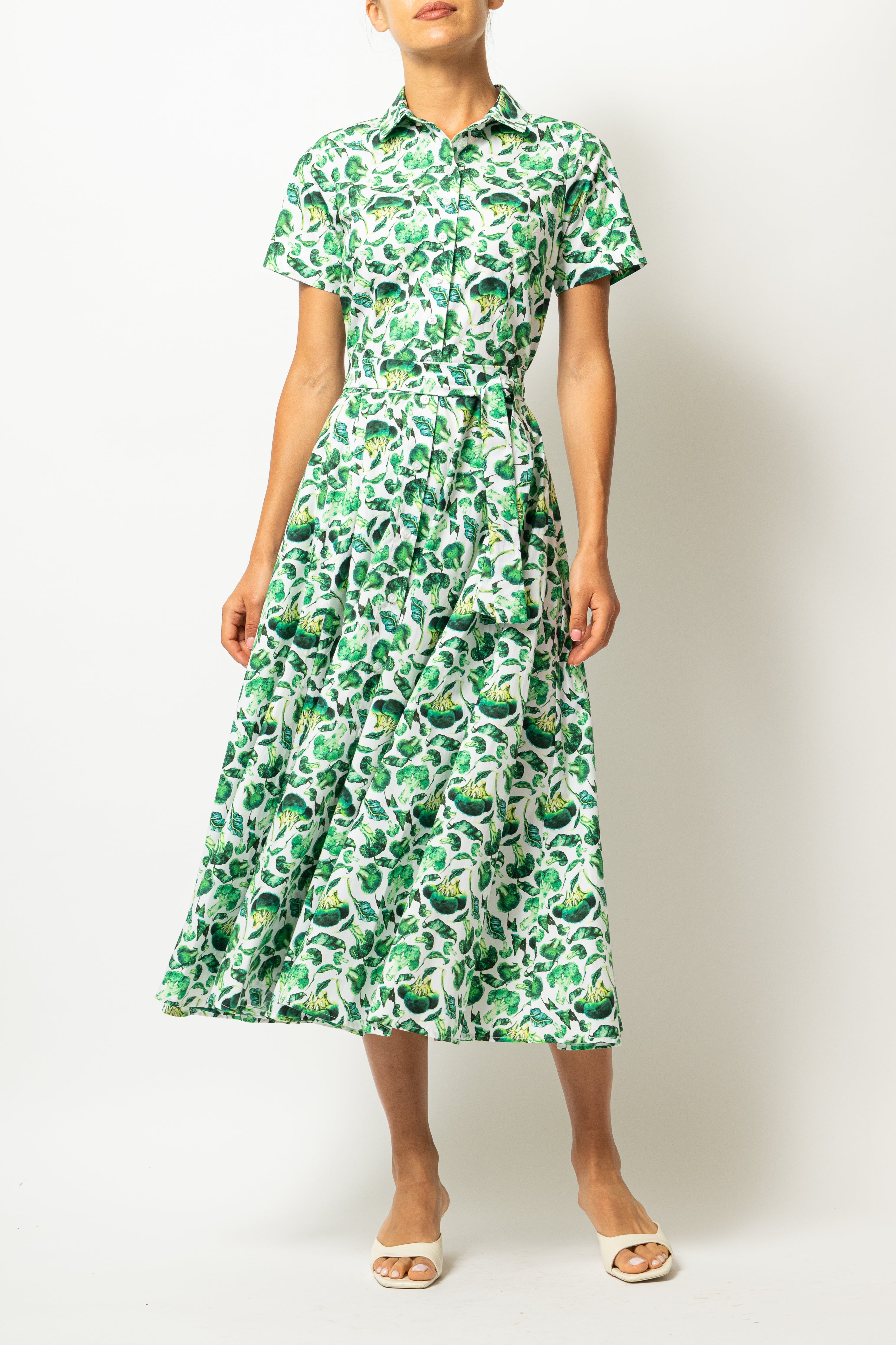 Rochie Camasa Midi cu Imprimeu Broccoli