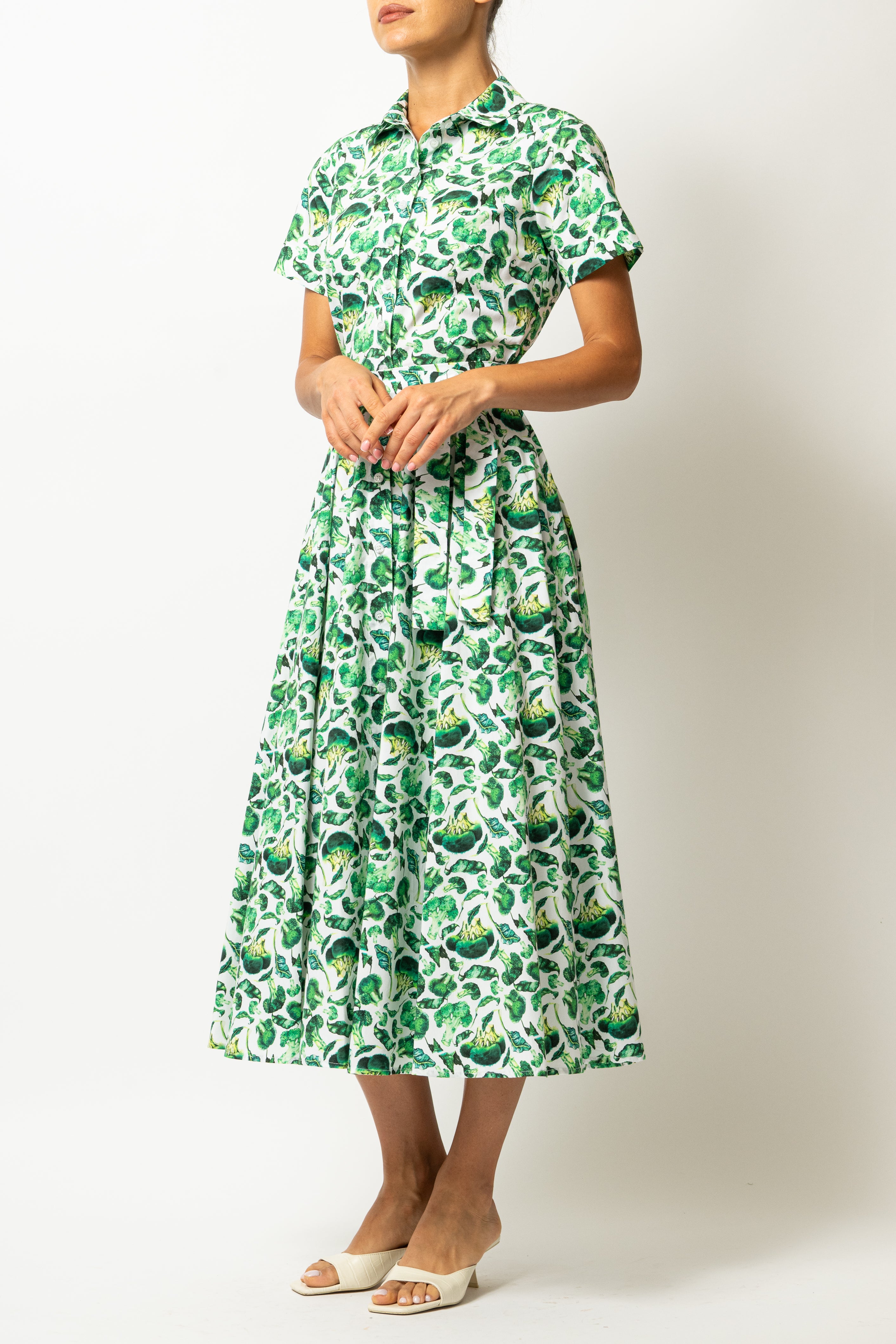 Rochie Camasa Midi cu Imprimeu Broccoli