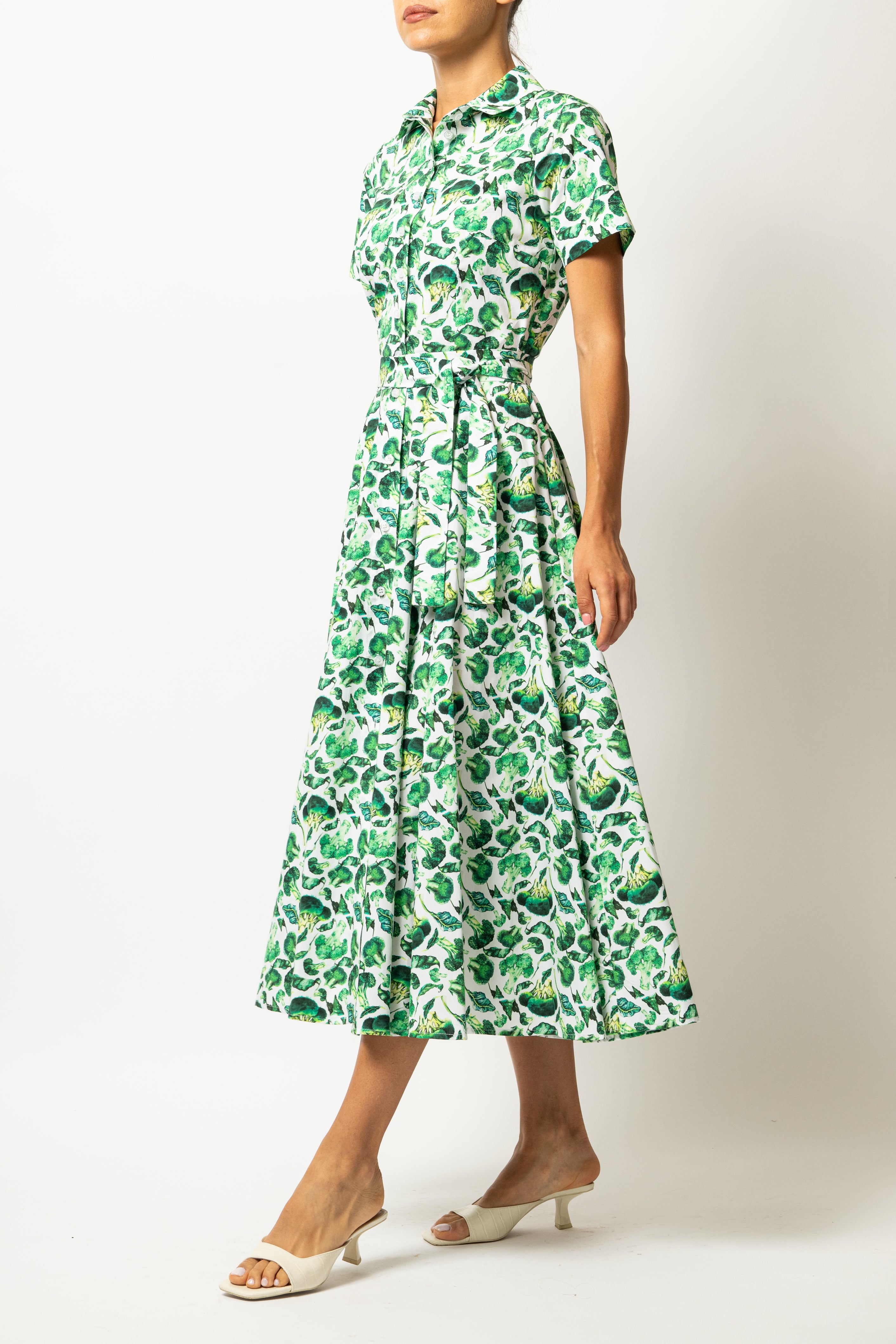 Rochie Camasa Midi cu Imprimeu Broccoli