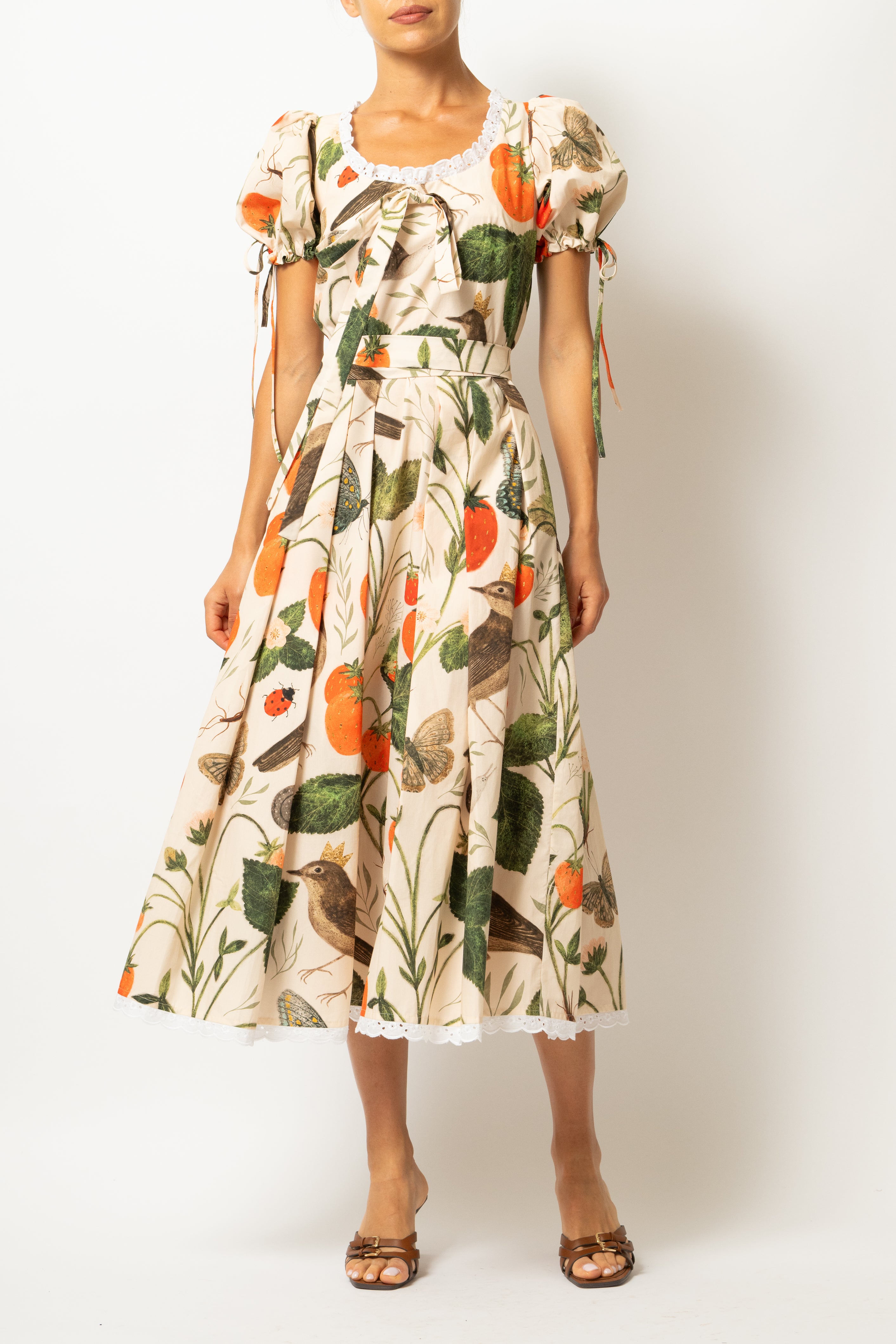 Midi Dress with Provence Print in Cotton “Madalina Andronic X Milla Milla”, Purple