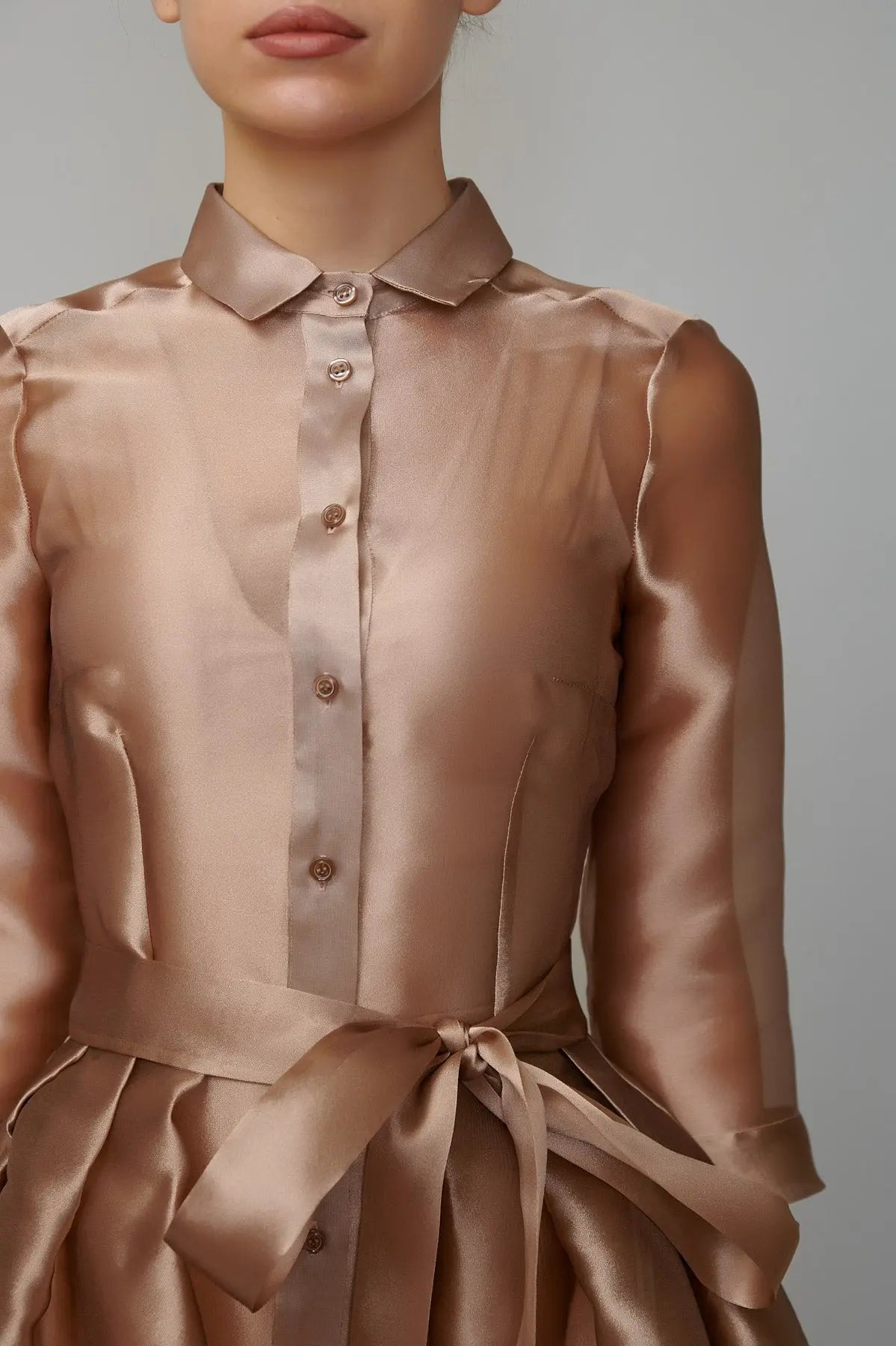 Rochie-camasa din organza bej auriu milla milla