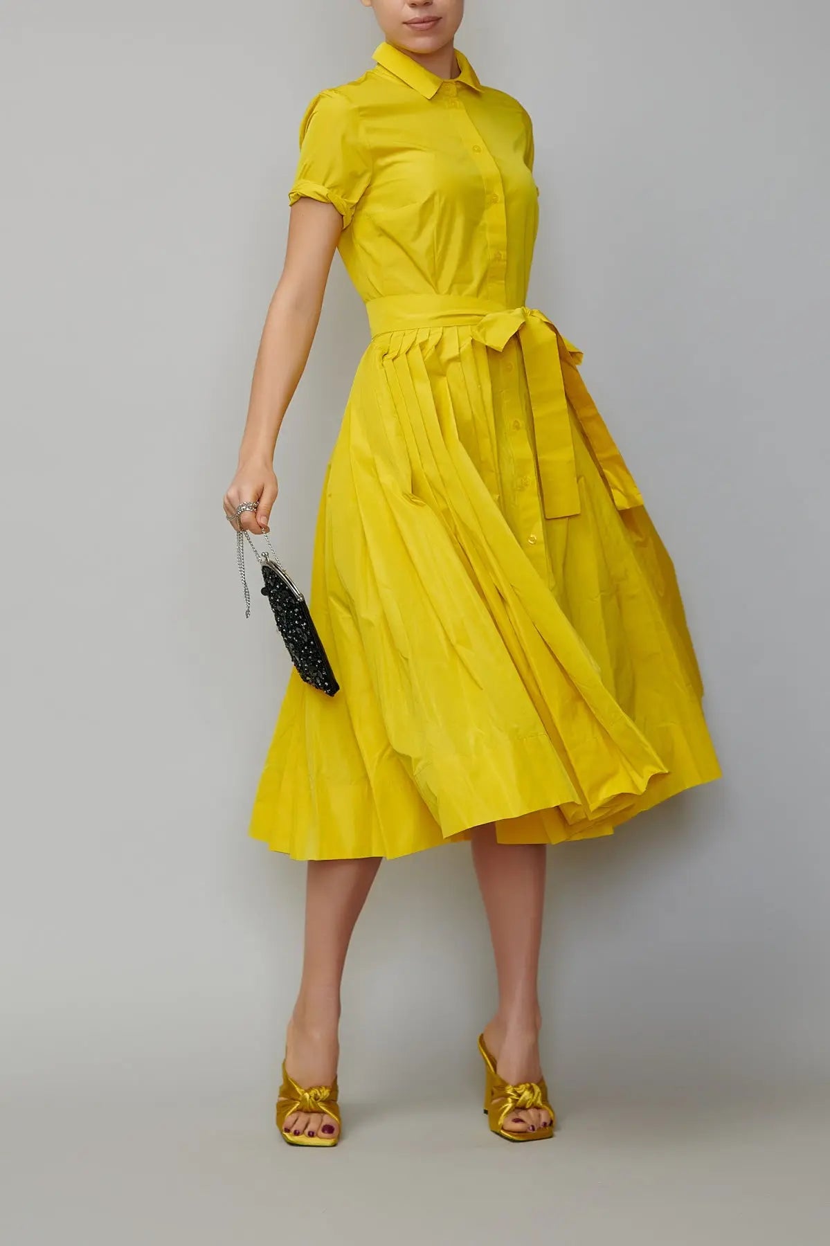 Rochie camasa din taffeta galbena milla milla