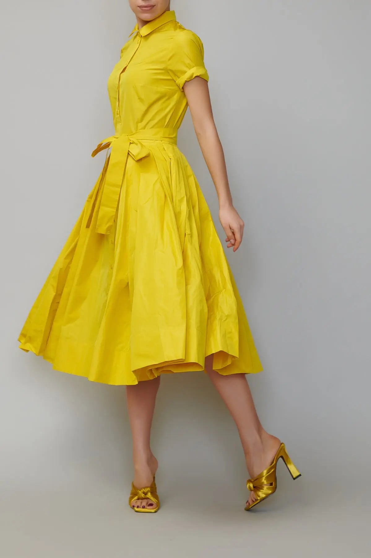 Rochie camasa din taffeta galbena milla milla