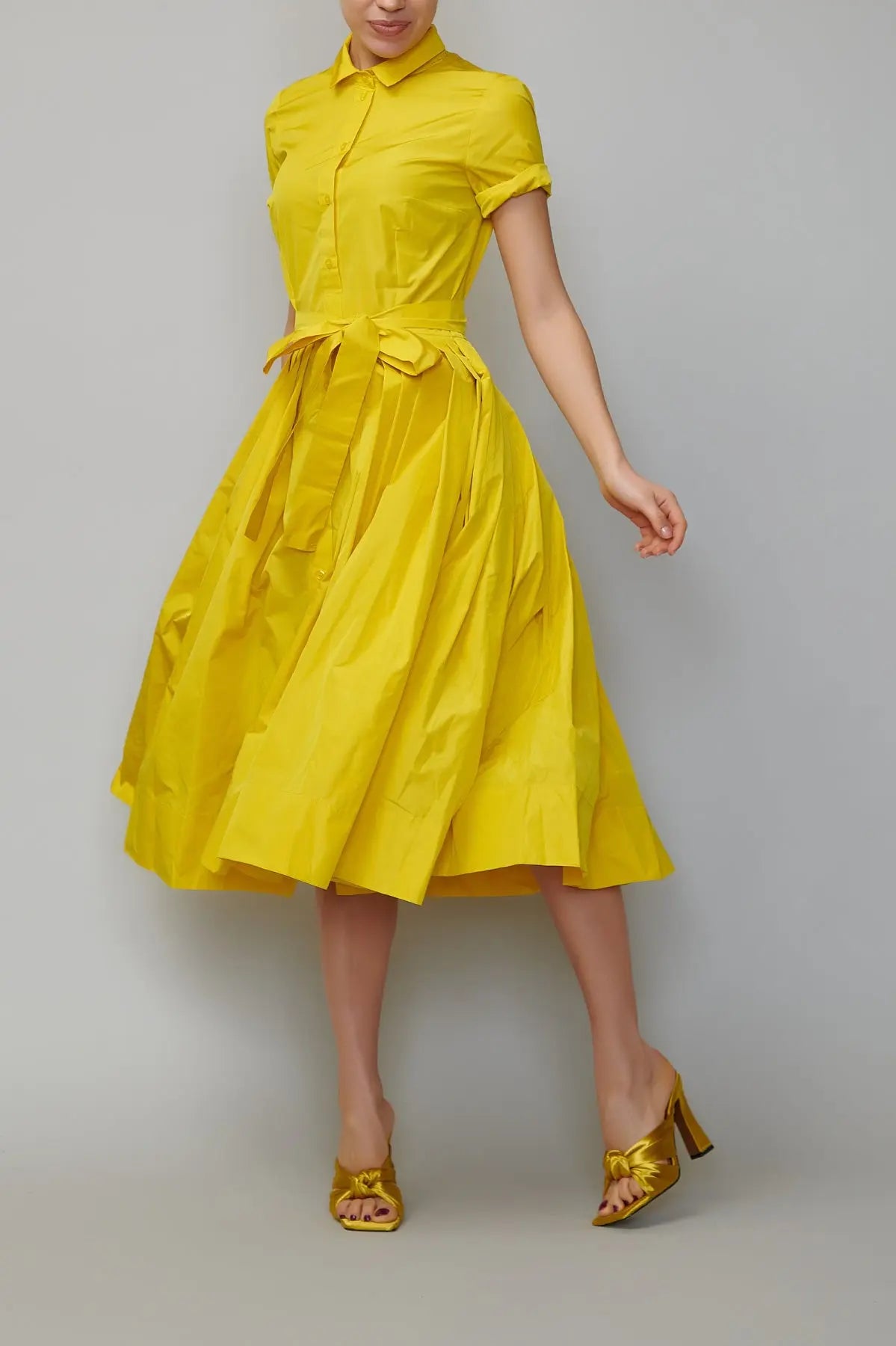 Rochie camasa din taffeta galbena milla milla