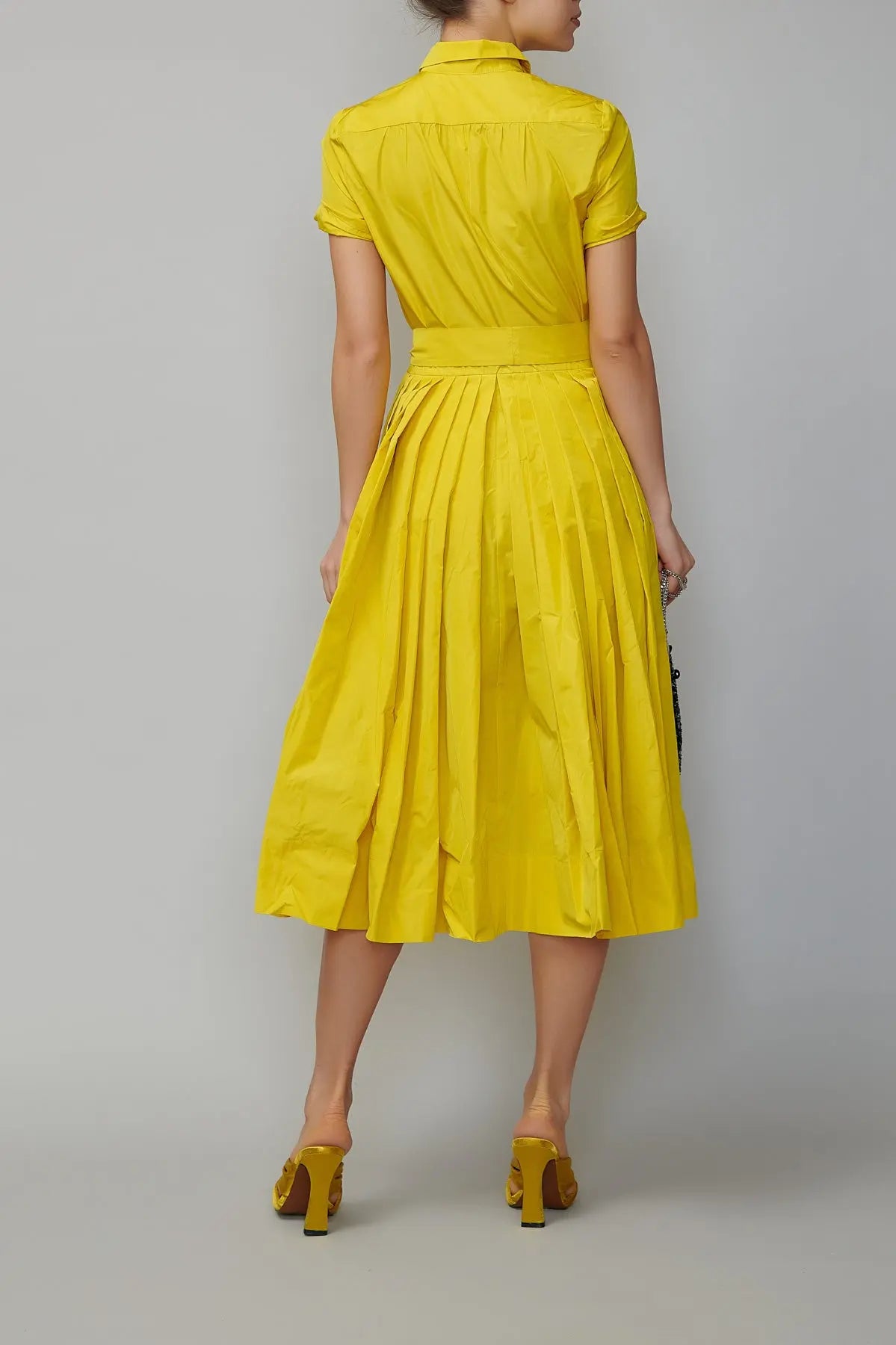 Rochie camasa din taffeta galbena milla milla