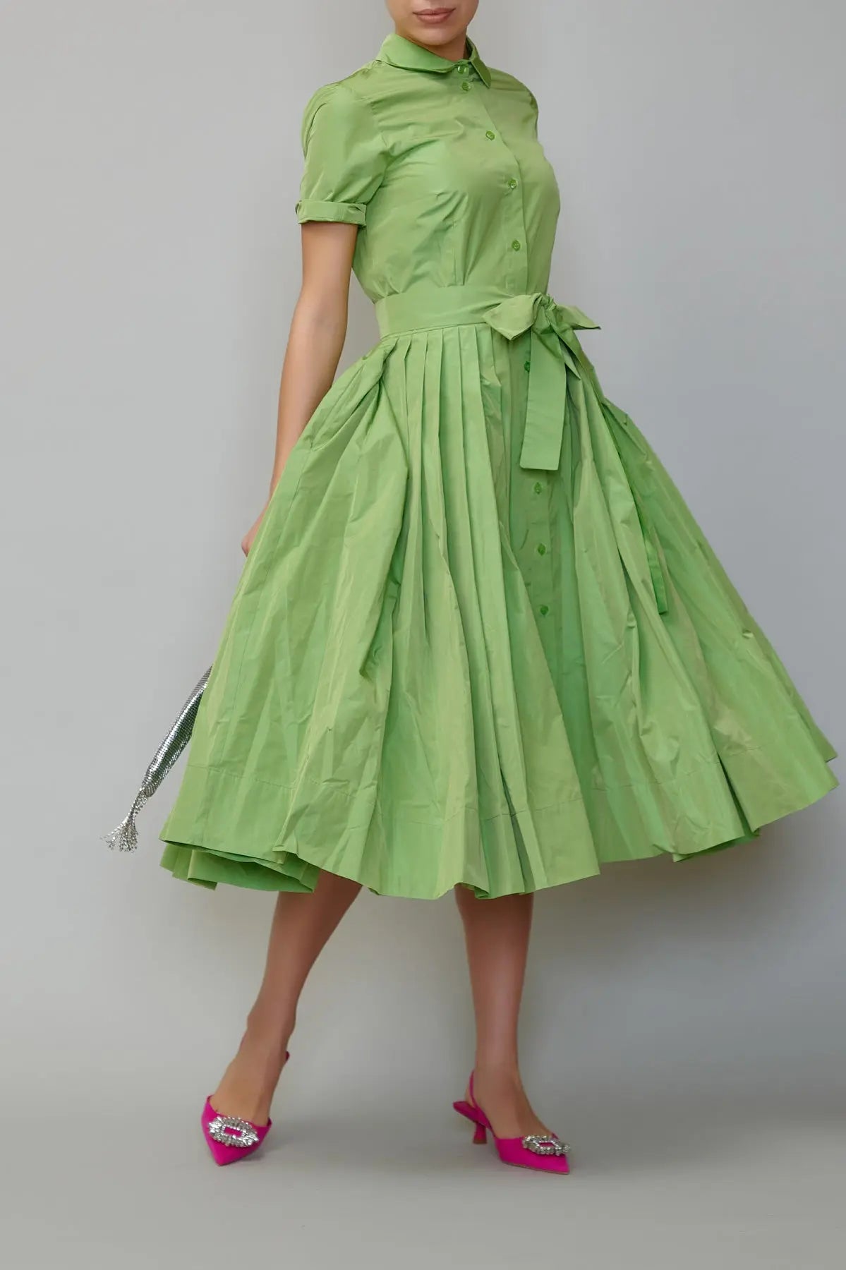 Rochie camasa din taffeta verde mar milla milla