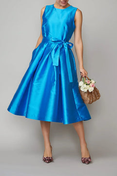 Mikado Midi Cocktail Dress, Voronet Blue