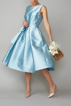Mikado Midi Cocktail Dress, Light Blue