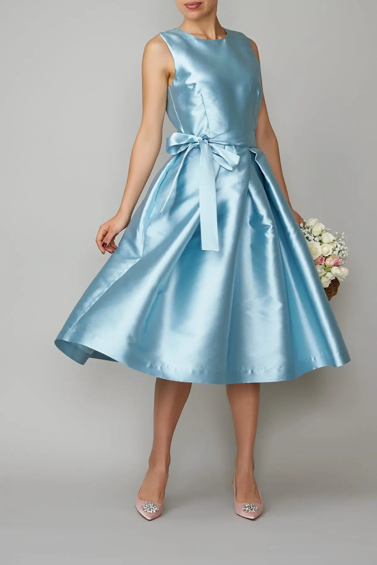 Rochie din mikado albastru deschis | MillaMilla