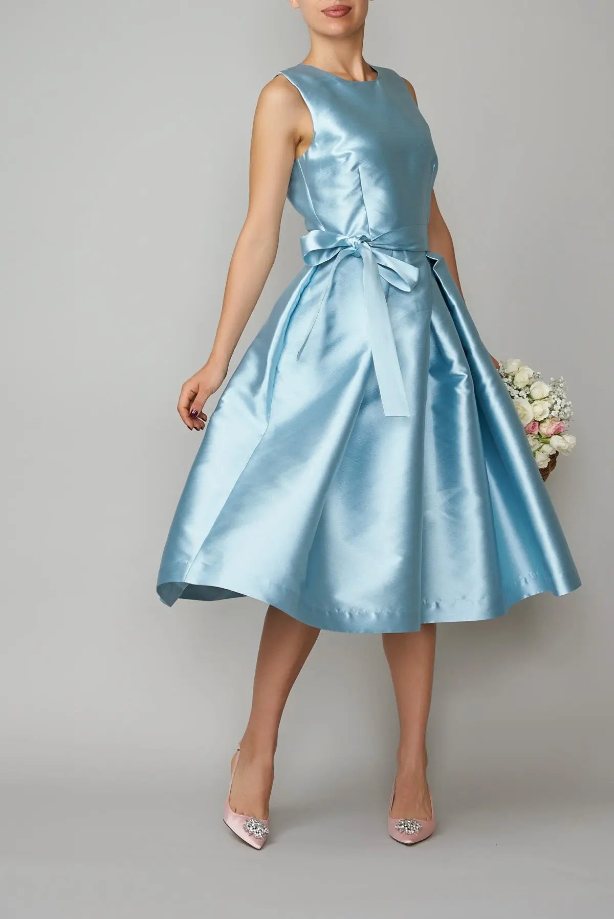 Rochie din mikado albastru deschis | MillaMilla