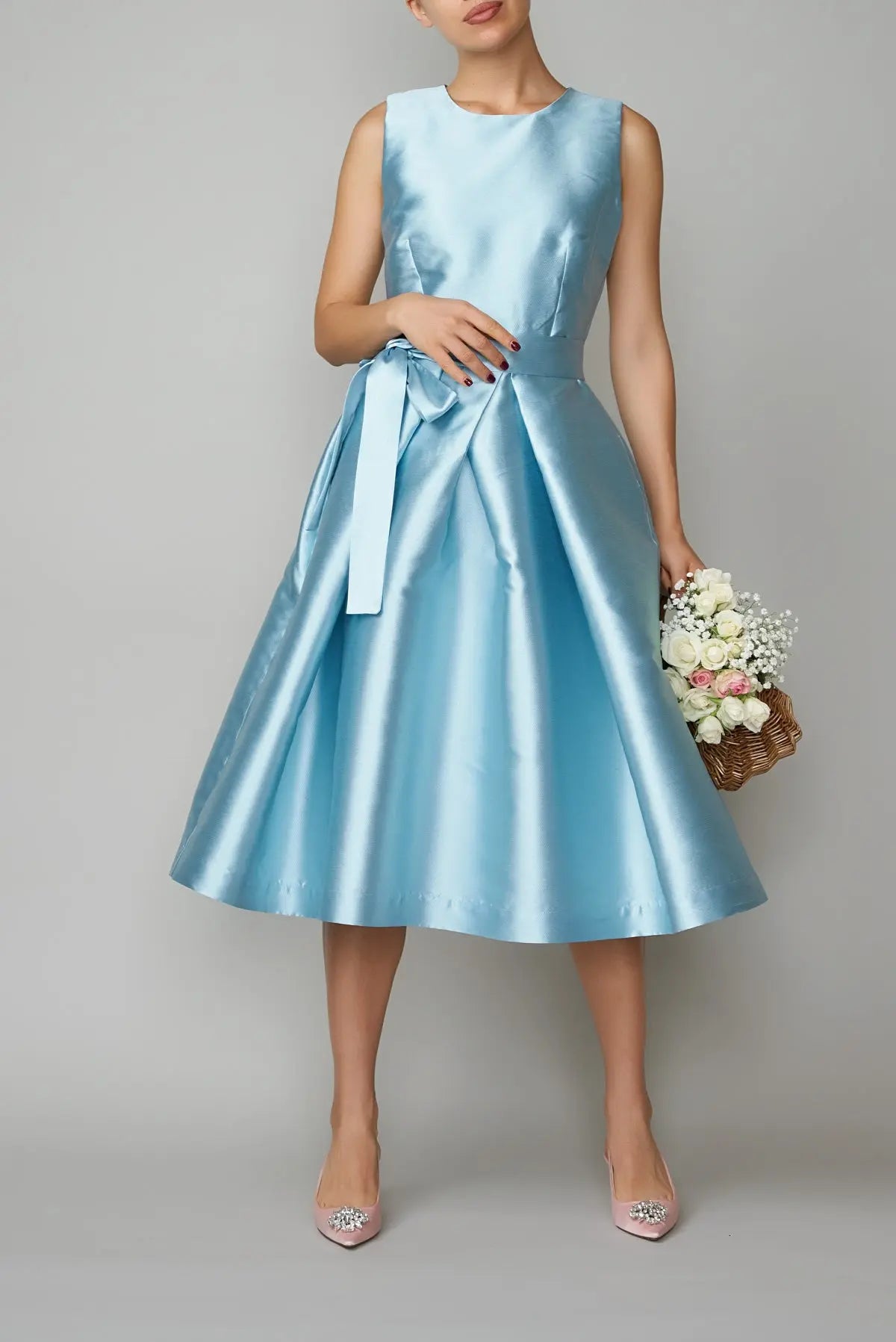 Rochie din mikado albastru deschis | MillaMilla