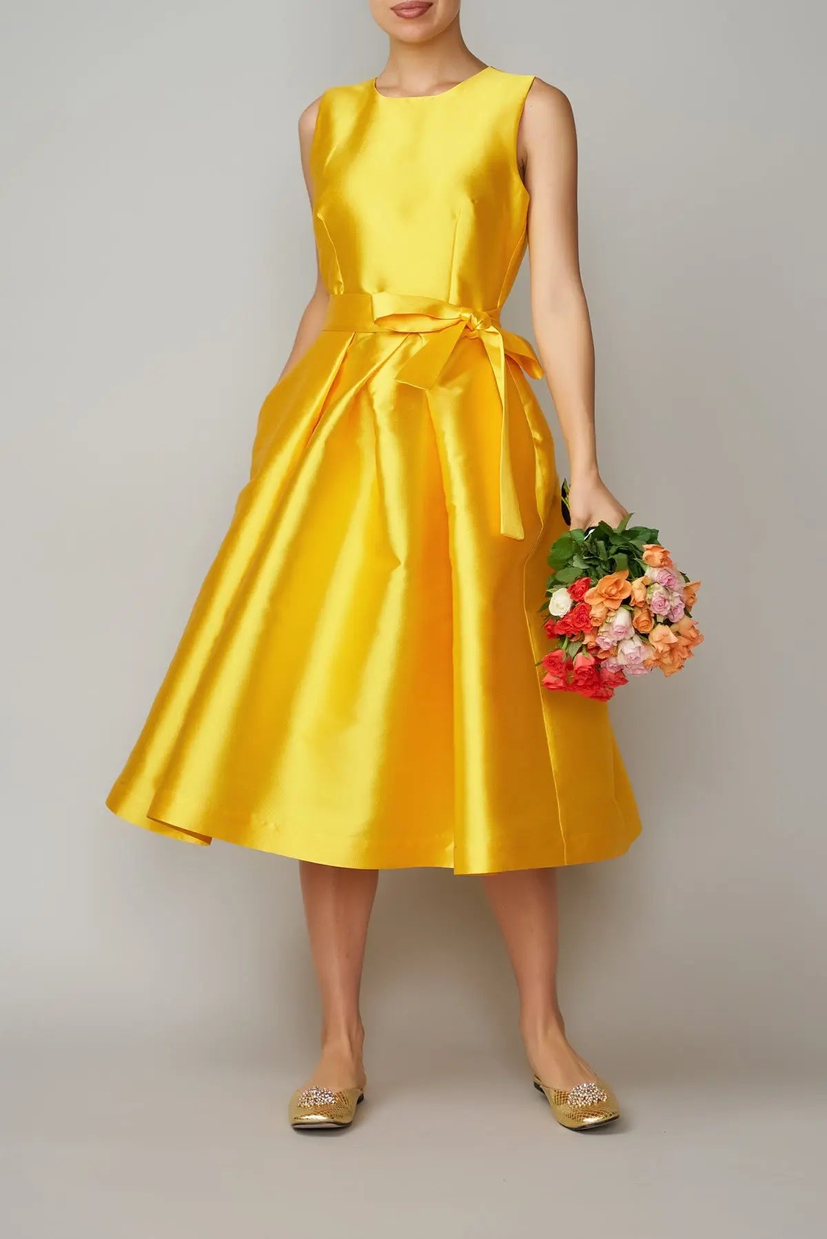 Rochie din mikado galben | MillaMilla