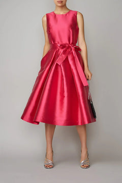 Rochie Cocktail Midi din Mikado, Roz Intens