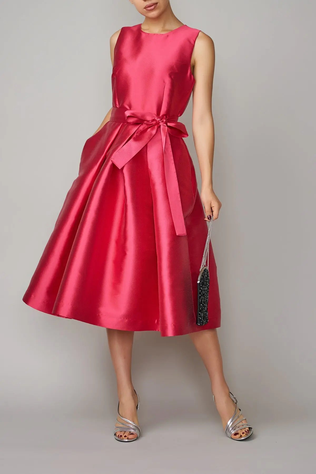 Rochie din mikado roz intens | MillaMilla