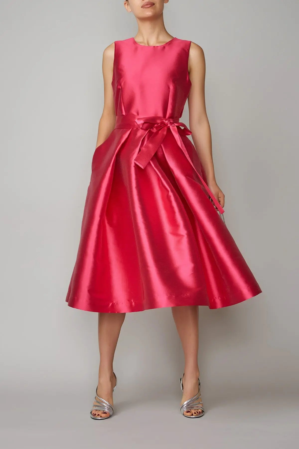 Rochie din mikado roz intens | MillaMilla