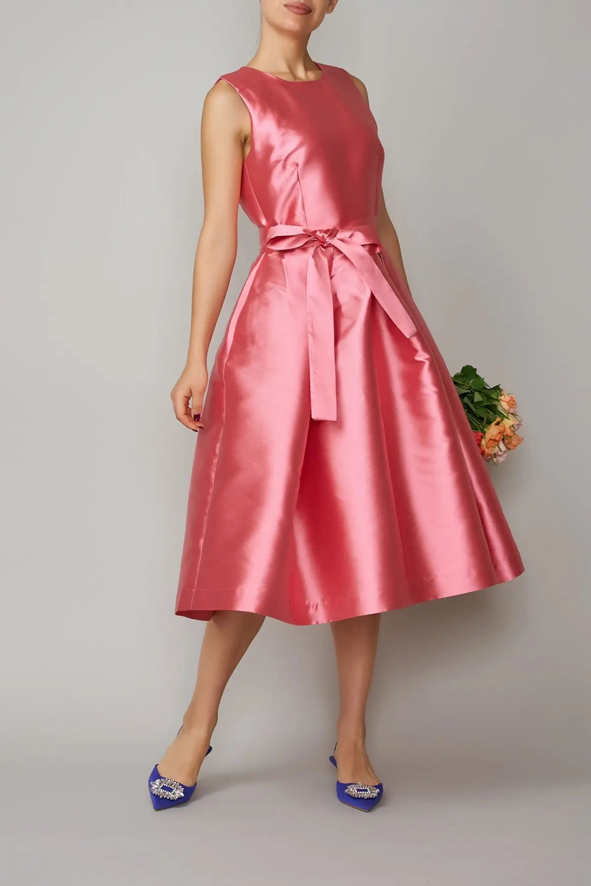 Rochie din mikado roz trandafiriu | MillaMilla