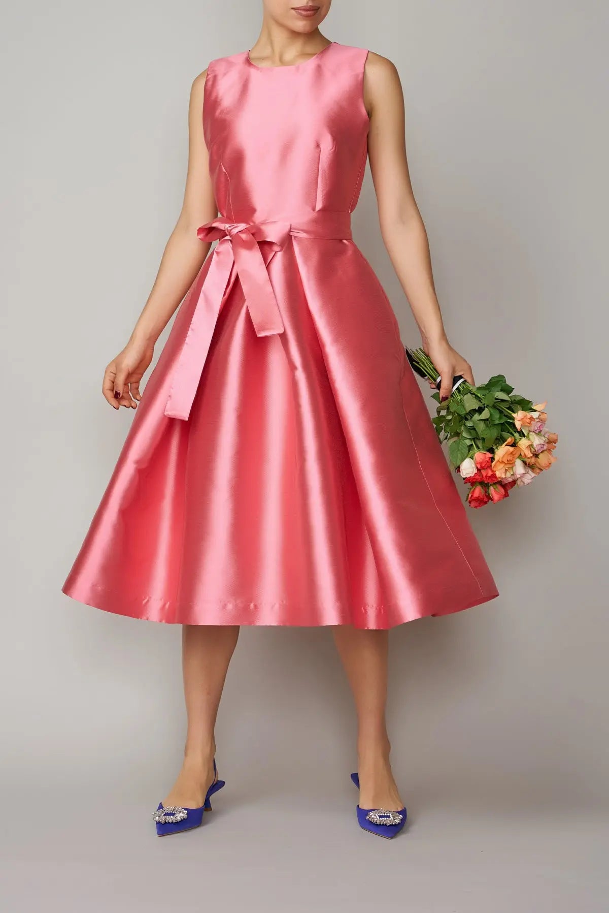 Rochie din mikado roz trandafiriu | MillaMilla