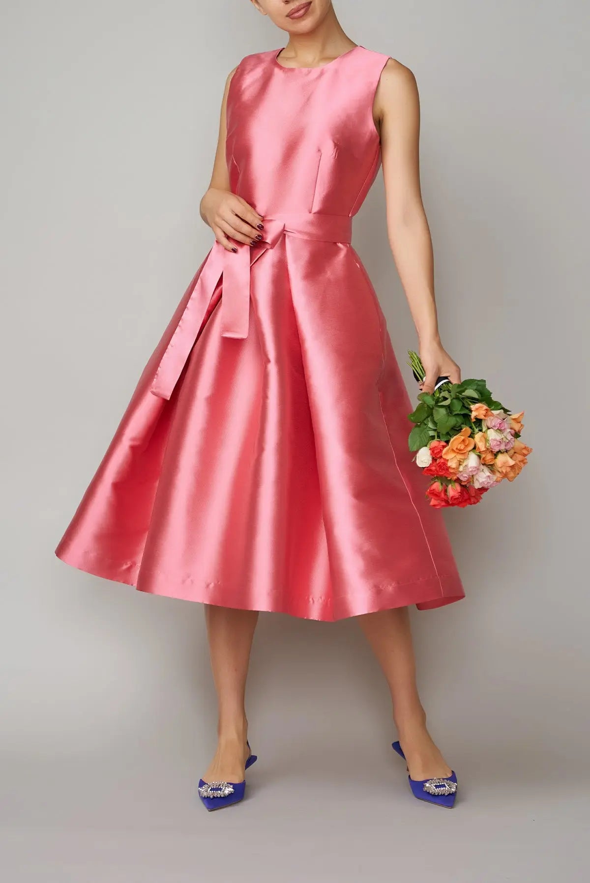 Rochie din mikado roz trandafiriu | MillaMilla