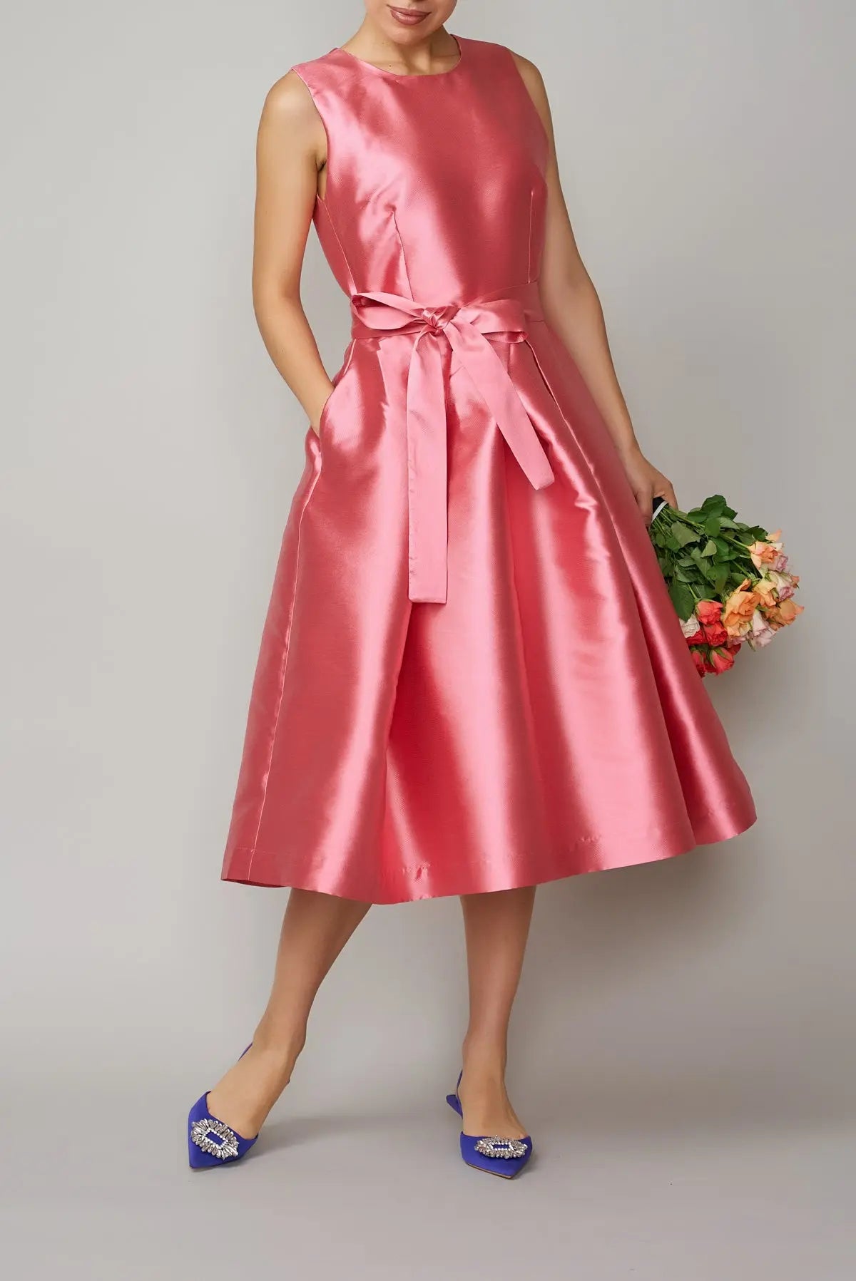 Rochie din mikado roz trandafiriu | MillaMilla