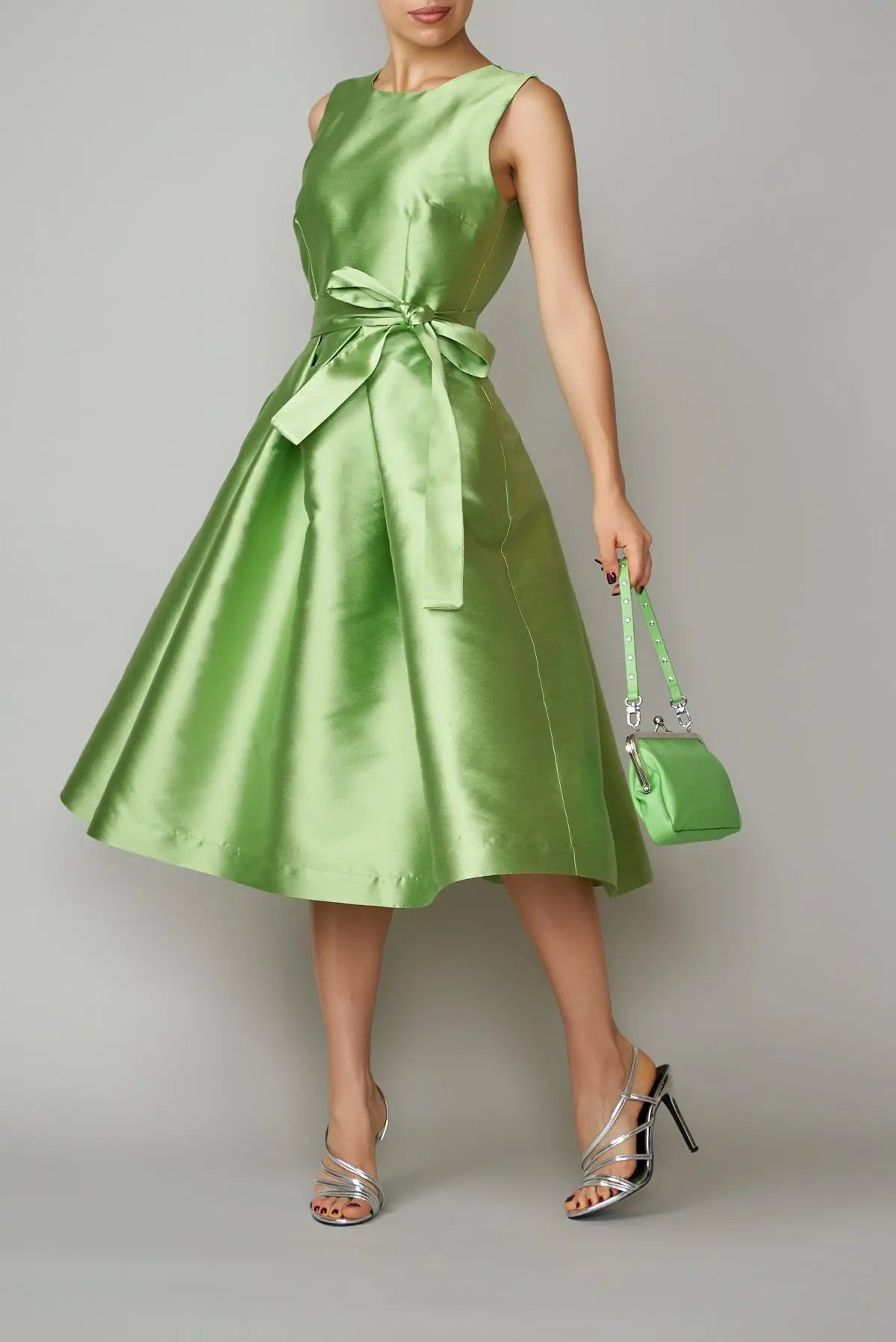Rochie din mikado verde mar | MillaMilla