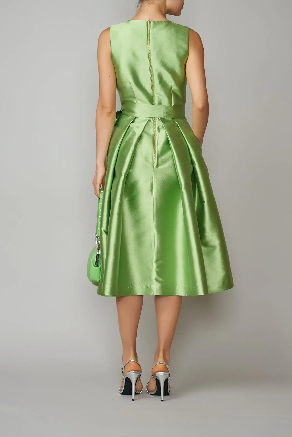 Rochie din mikado verde mar | MillaMilla