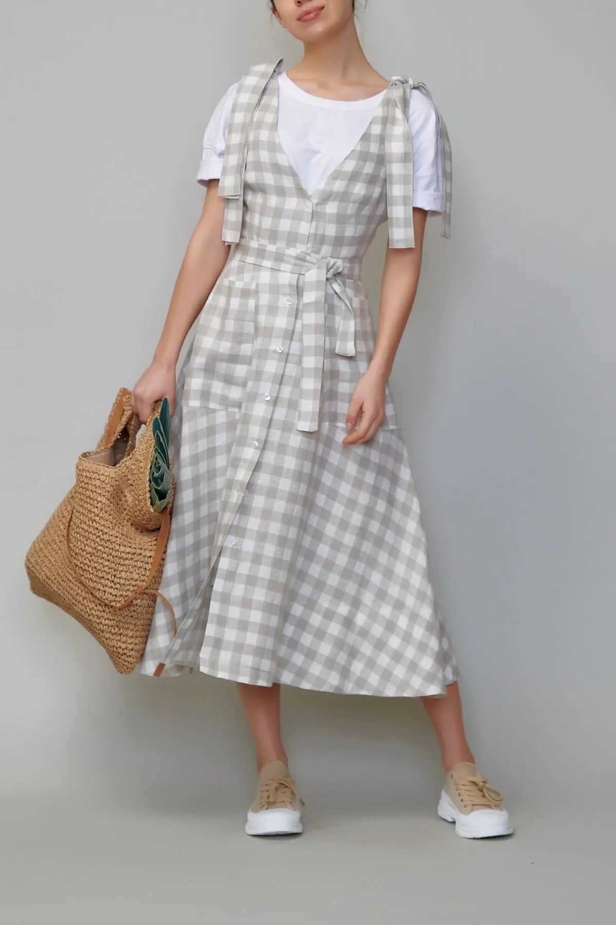 Sarafan din in în carouri gri natur milla milla