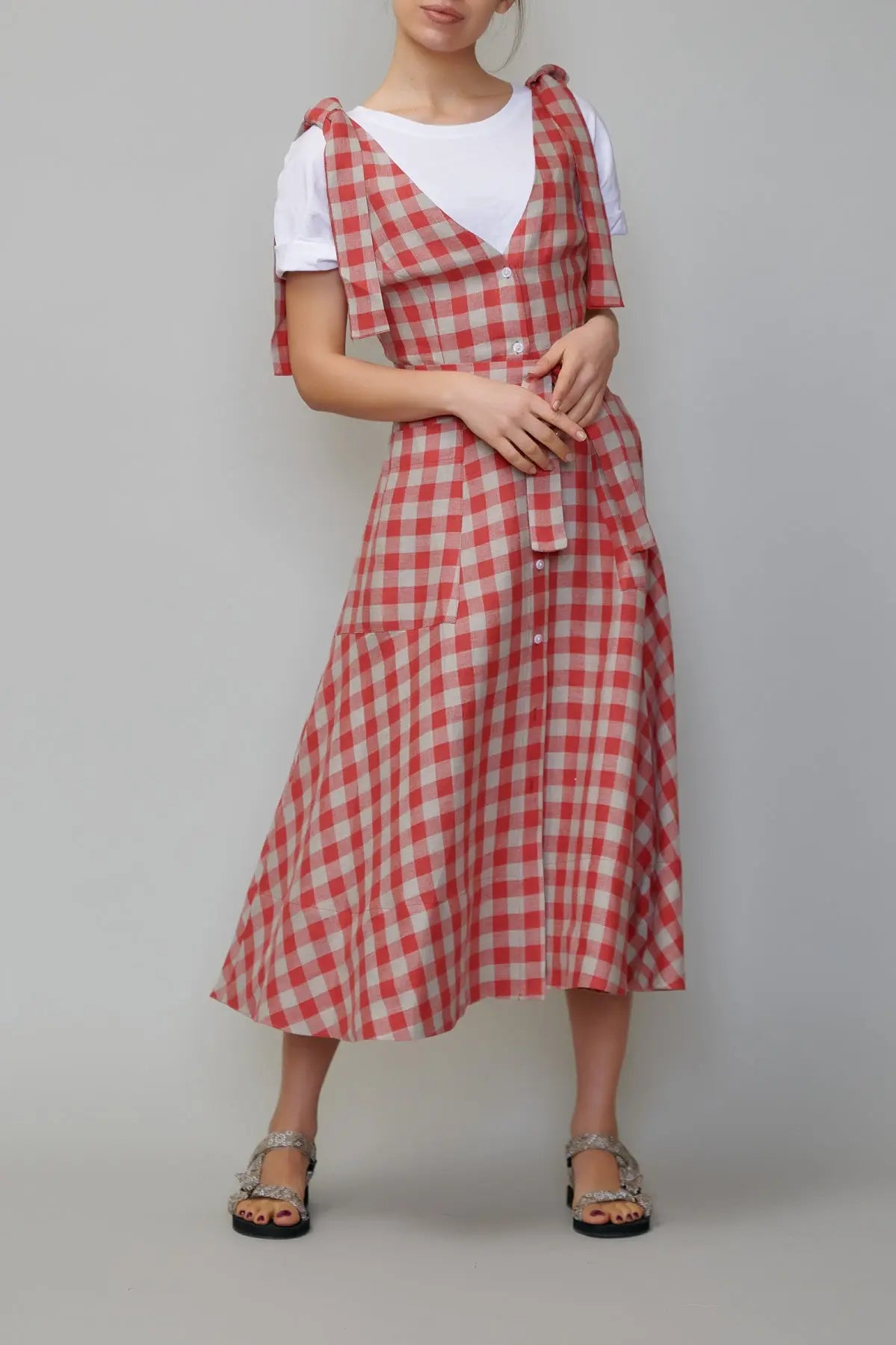 Sarafan din in în carouri rosii milla milla